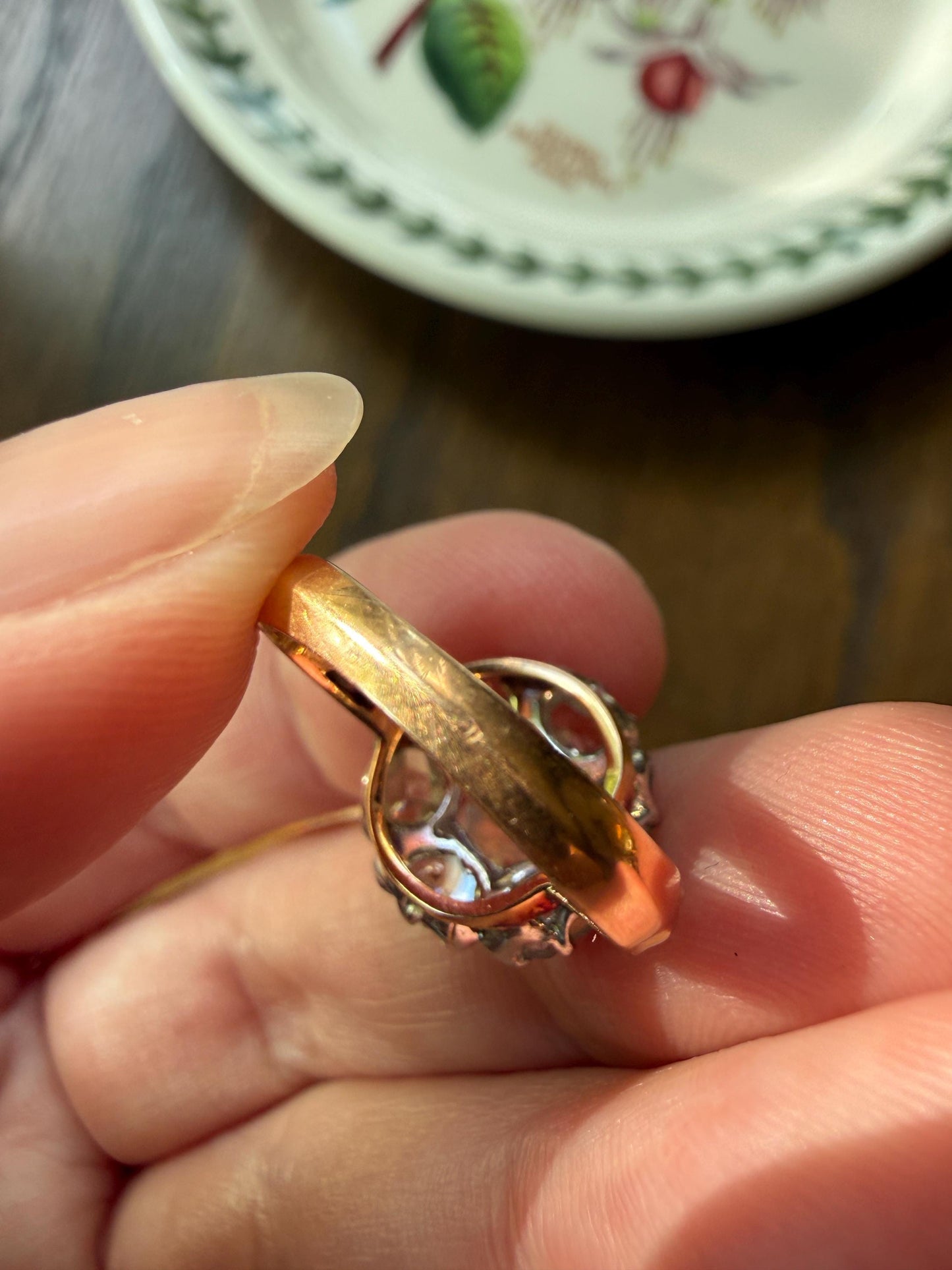 Antique Rose Cut DIAMOND Daisy Cluster Ring French Victorian Era Hallmark 18k Gold 2.5 Carats Face Up Pinky Stacker Gift