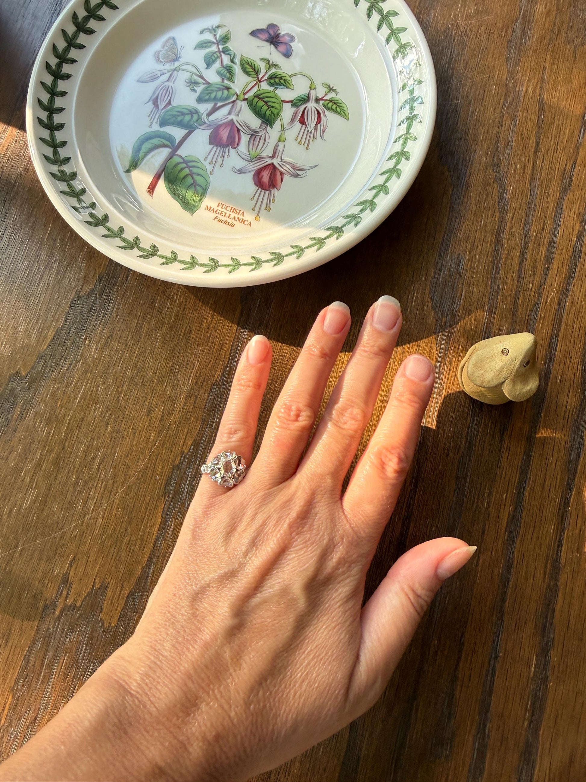 Antique Rose Cut DIAMOND Daisy Cluster Ring French Victorian Era Hallmark 18k Gold 2.5 Carats Face Up Pinky Stacker Gift