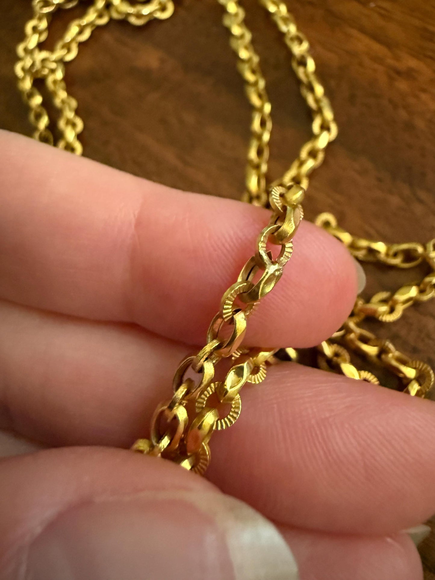 French VICTORIAN Era 17g 18k Gold Solid X- Long Guard Alternating Ribbed Link Muff Body Double Chain Necklace Pendant Holder Bracelet