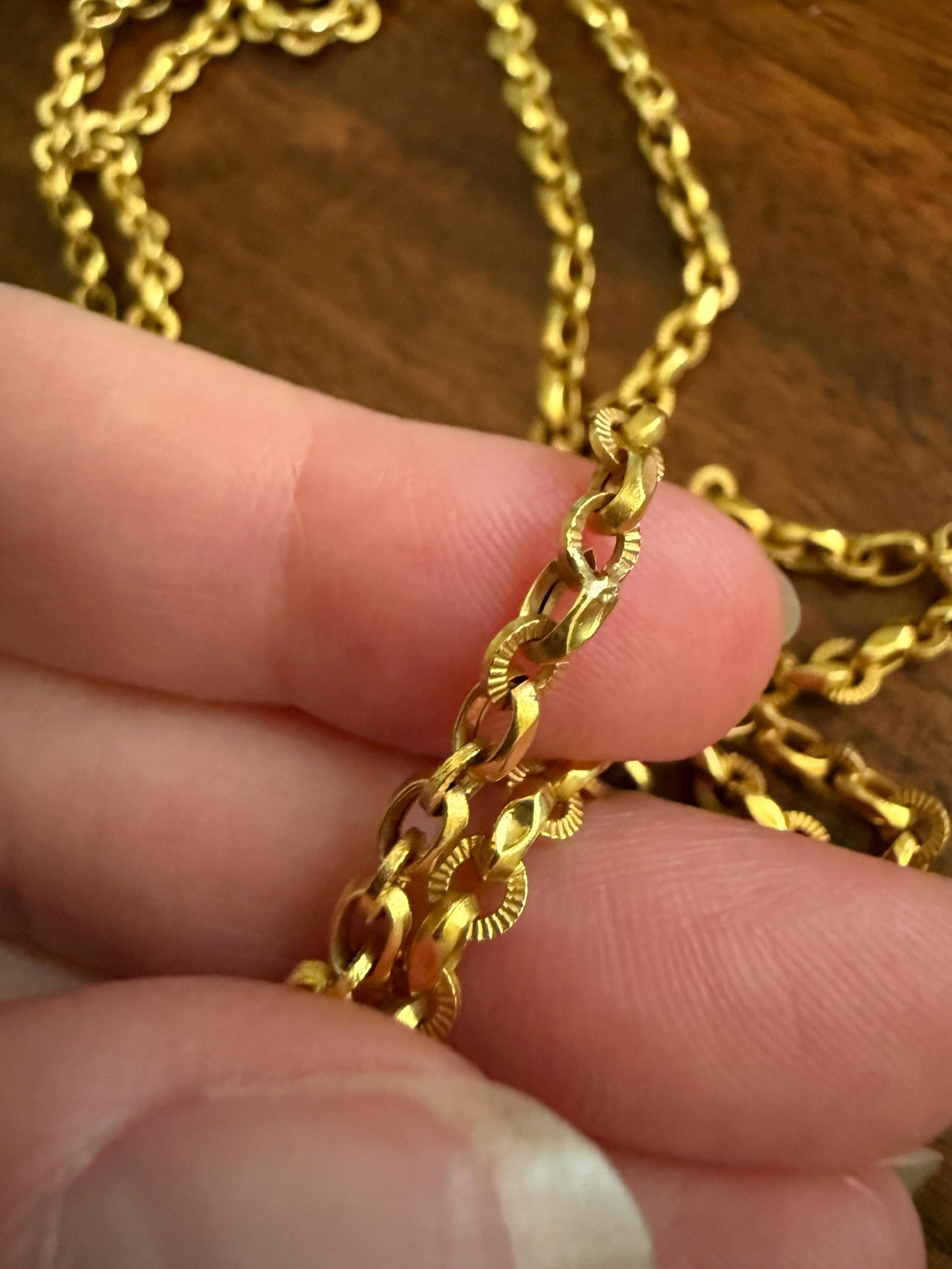French VICTORIAN Era 17g 18k Gold Solid X- Long Guard Alternating Ribbed Link Muff Body Double Chain Necklace Pendant Holder Bracelet