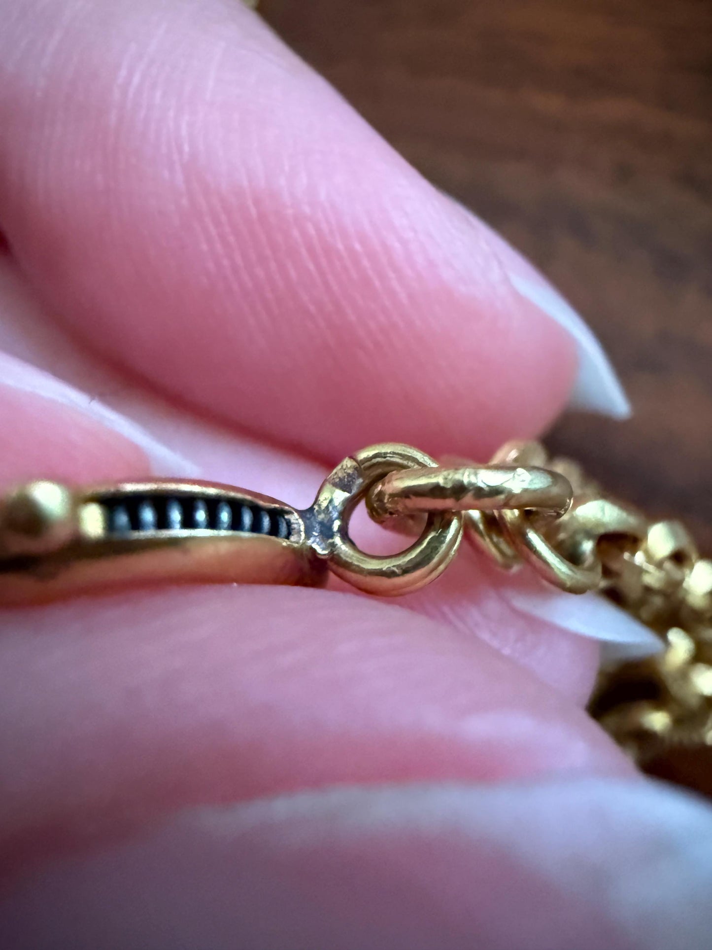 French VICTORIAN Era 17g 18k Gold Solid X- Long Guard Alternating Ribbed Link Muff Body Double Chain Necklace Pendant Holder Bracelet