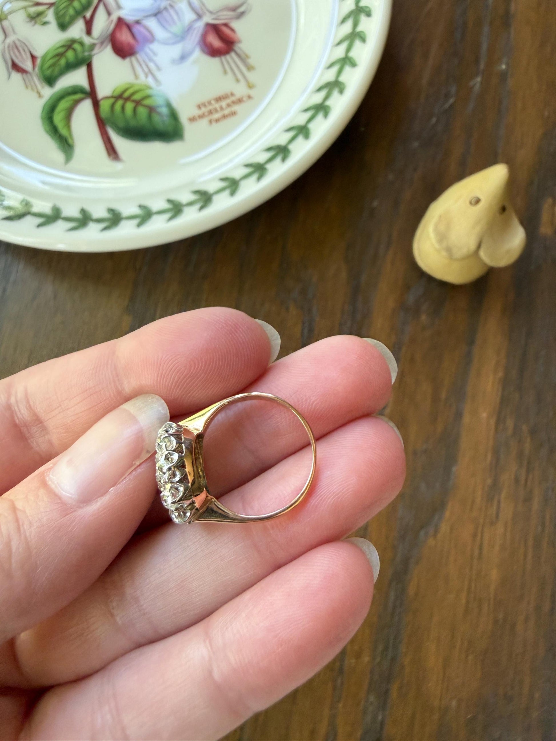 Antique 1.75 Carat Chunky Old Mine Cut DIAMOND Cobblestone Cluster Ring 18k Gold Sparkly Texture Circular