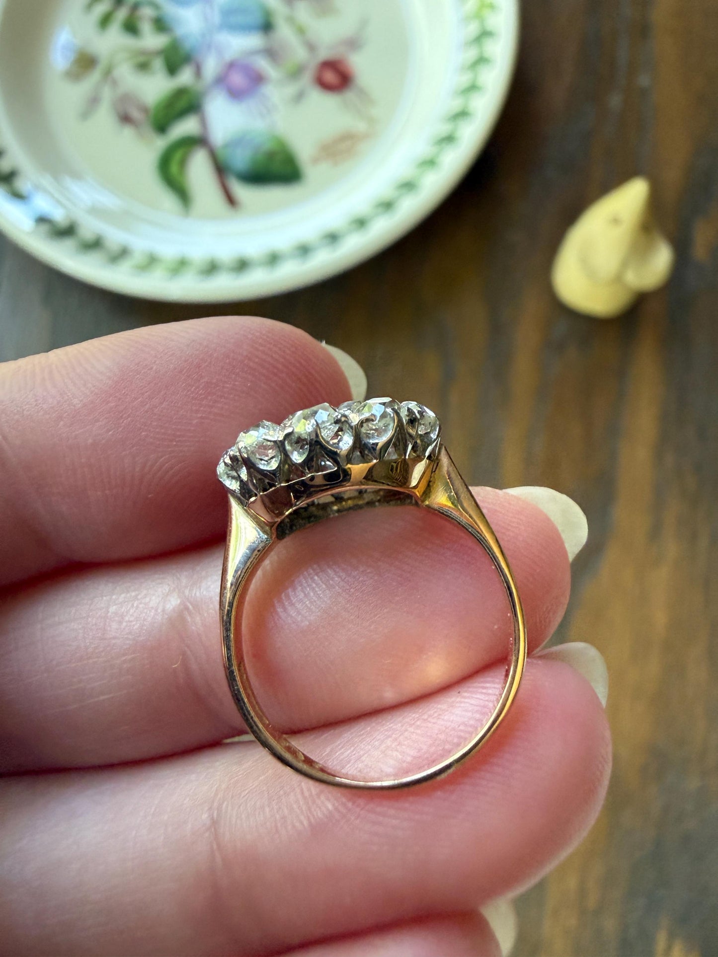 Antique 1.75 Carat Chunky Old Mine Cut DIAMOND Cobblestone Cluster Ring 18k Gold Sparkly Texture Circular
