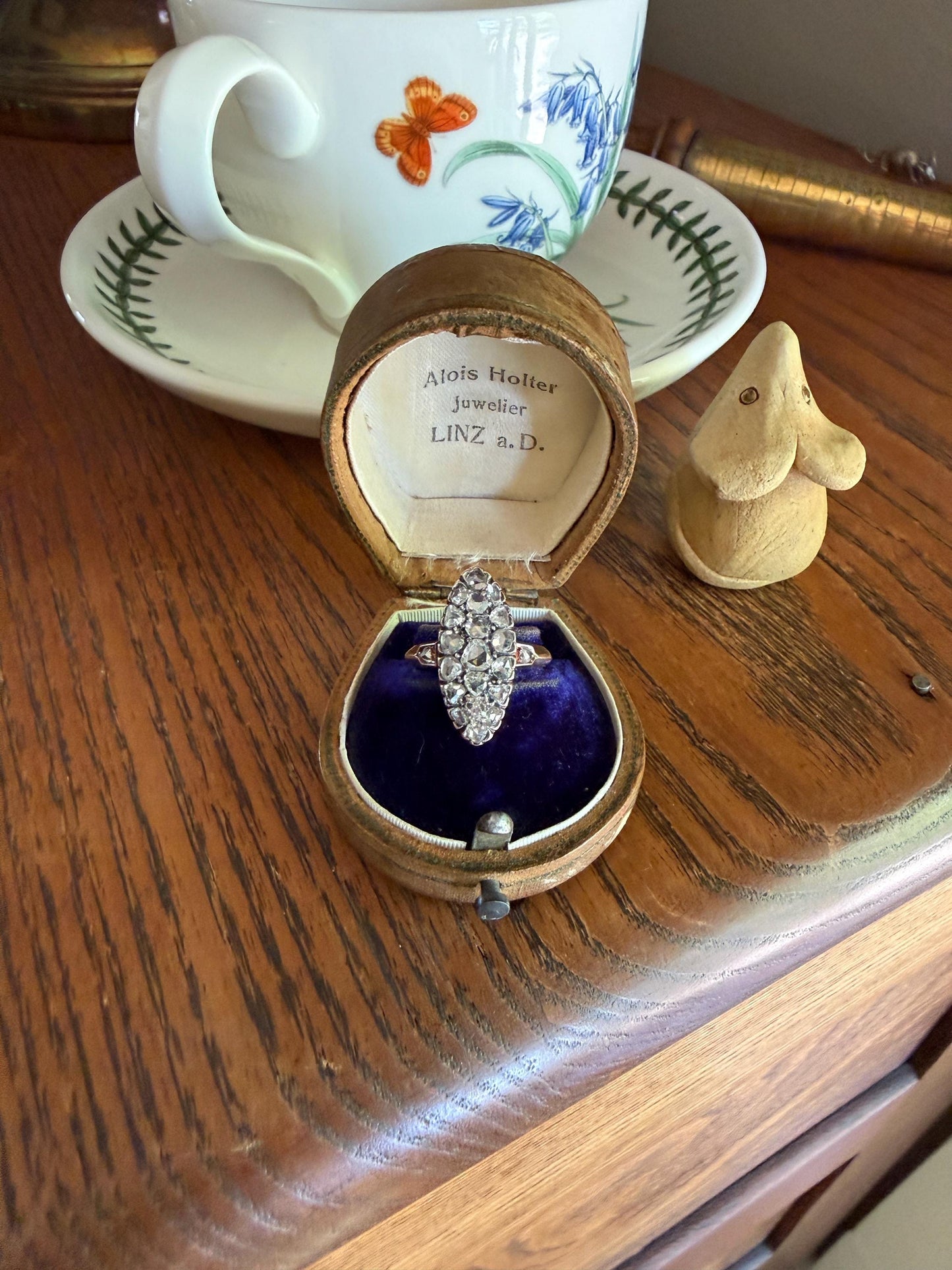 Rose Cut DIAMOND Natural Cluster Navette French Antique 18k Gold Silver Chunky Pear Disco Ball Cobblestone 1.6 Carat Face Up Victorian