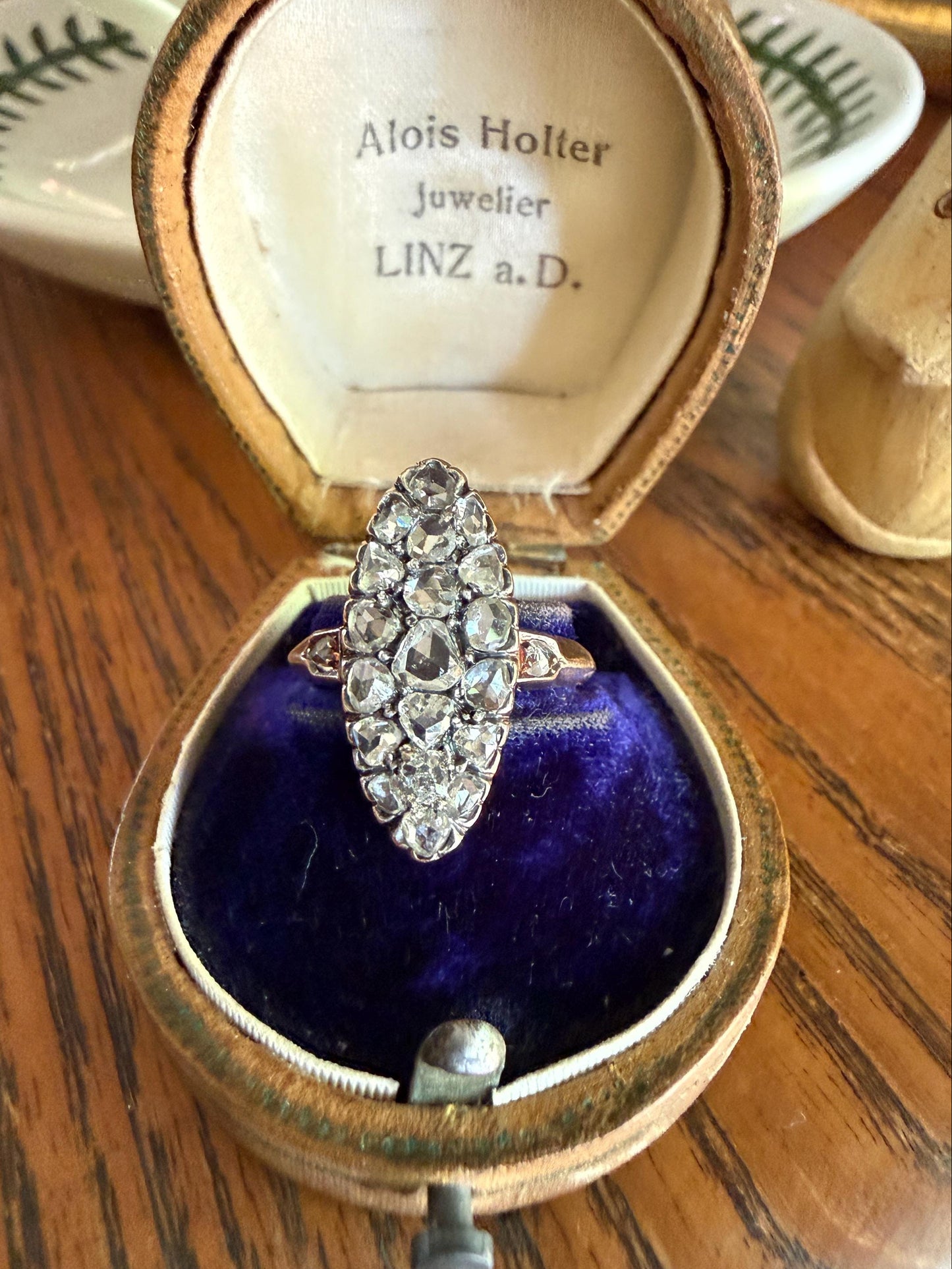 Rose Cut DIAMOND Natural Cluster Navette French Antique 18k Gold Silver Chunky Pear Disco Ball Cobblestone 1.6 Carat Face Up Victorian