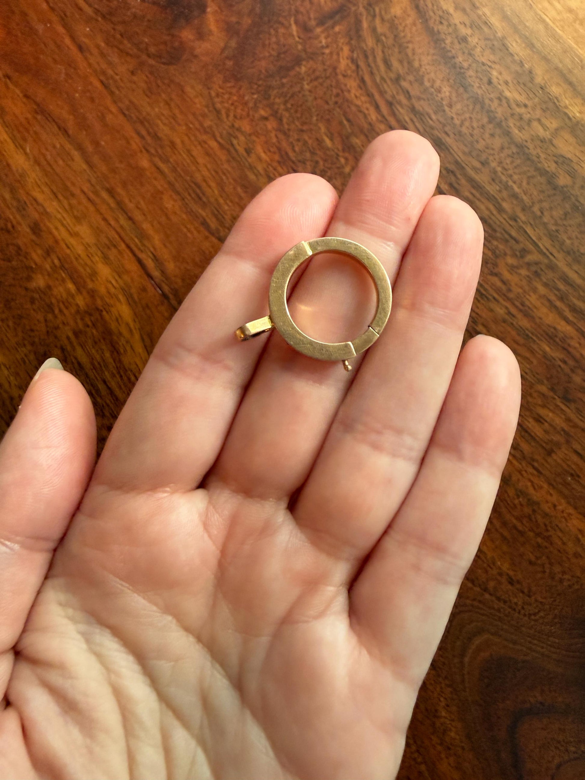 XL Large Spring Ring French ANTIQUE 2.2g 18k Gold Solid 18mm Clip Bolt Clasp Pendant Holder Connector Neckmess Neckstack Parts Findings