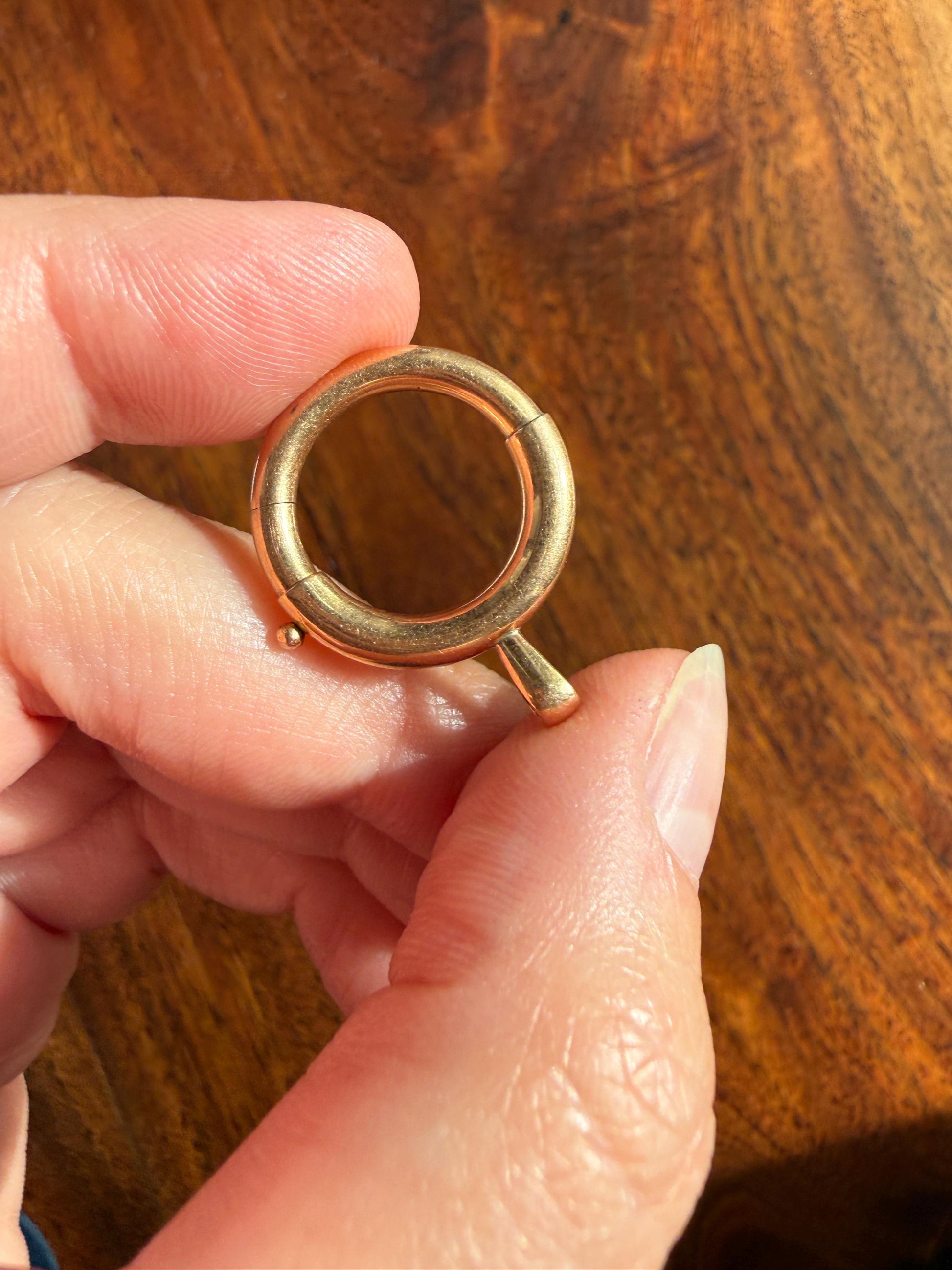 XL Large Spring Ring French ANTIQUE 2.5g 18k Gold Solid 19.6mm Clip Bolt Clasp Pendant Holder Connector Parts Findings #3