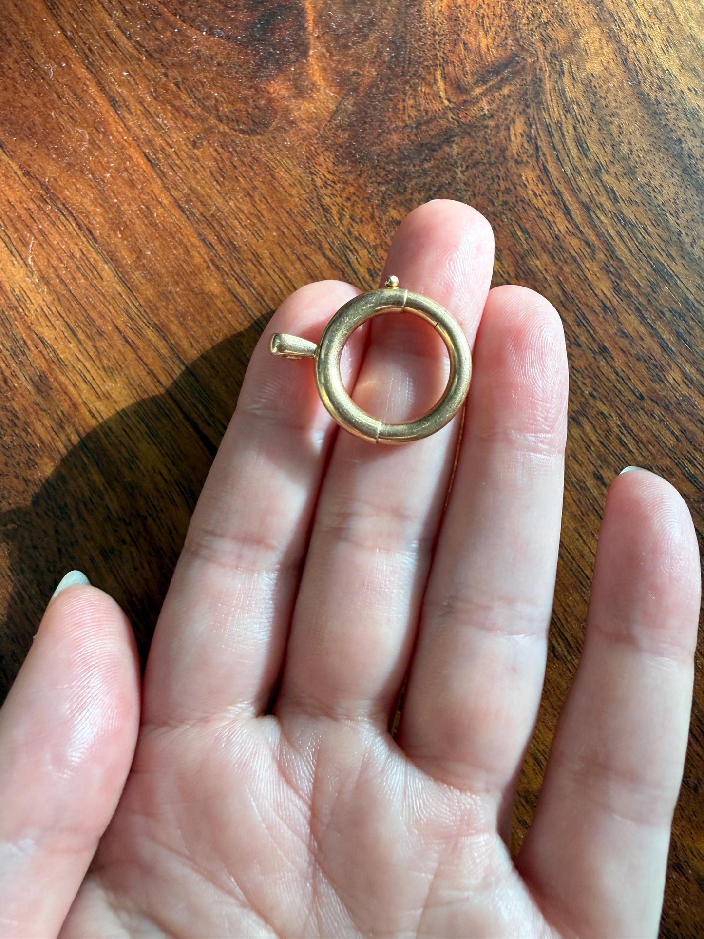 XL Large Spring Ring French ANTIQUE 2.5g 18k Gold Solid 19.6mm Clip Bolt Clasp Pendant Holder Connector Parts Findings #3