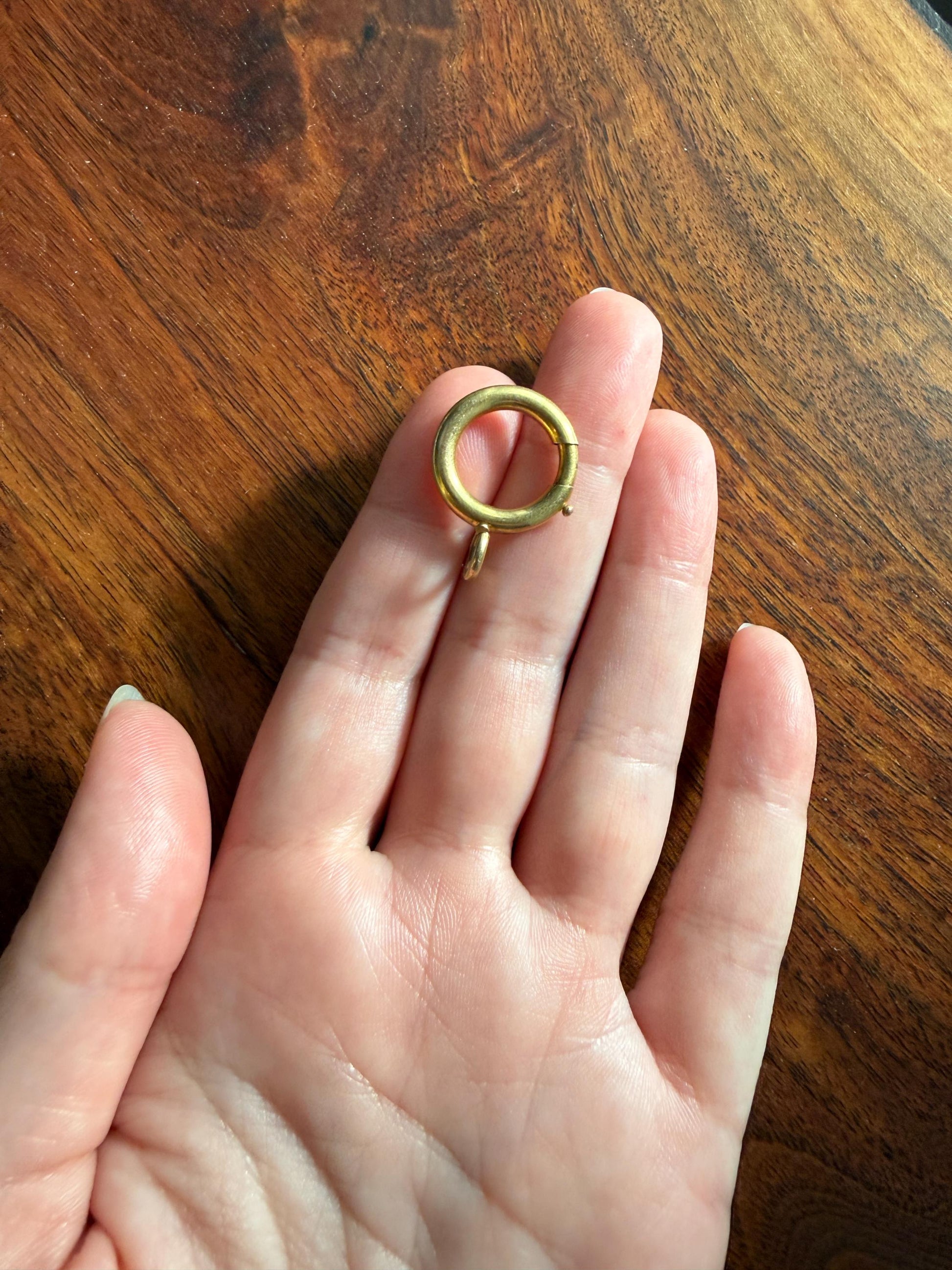 XL Large Spring Ring French ANTIQUE 2.6g 18k Gold Solid 17.5mm Clip Bolt Clasp Pendant Holder Connector Parts Findings #4