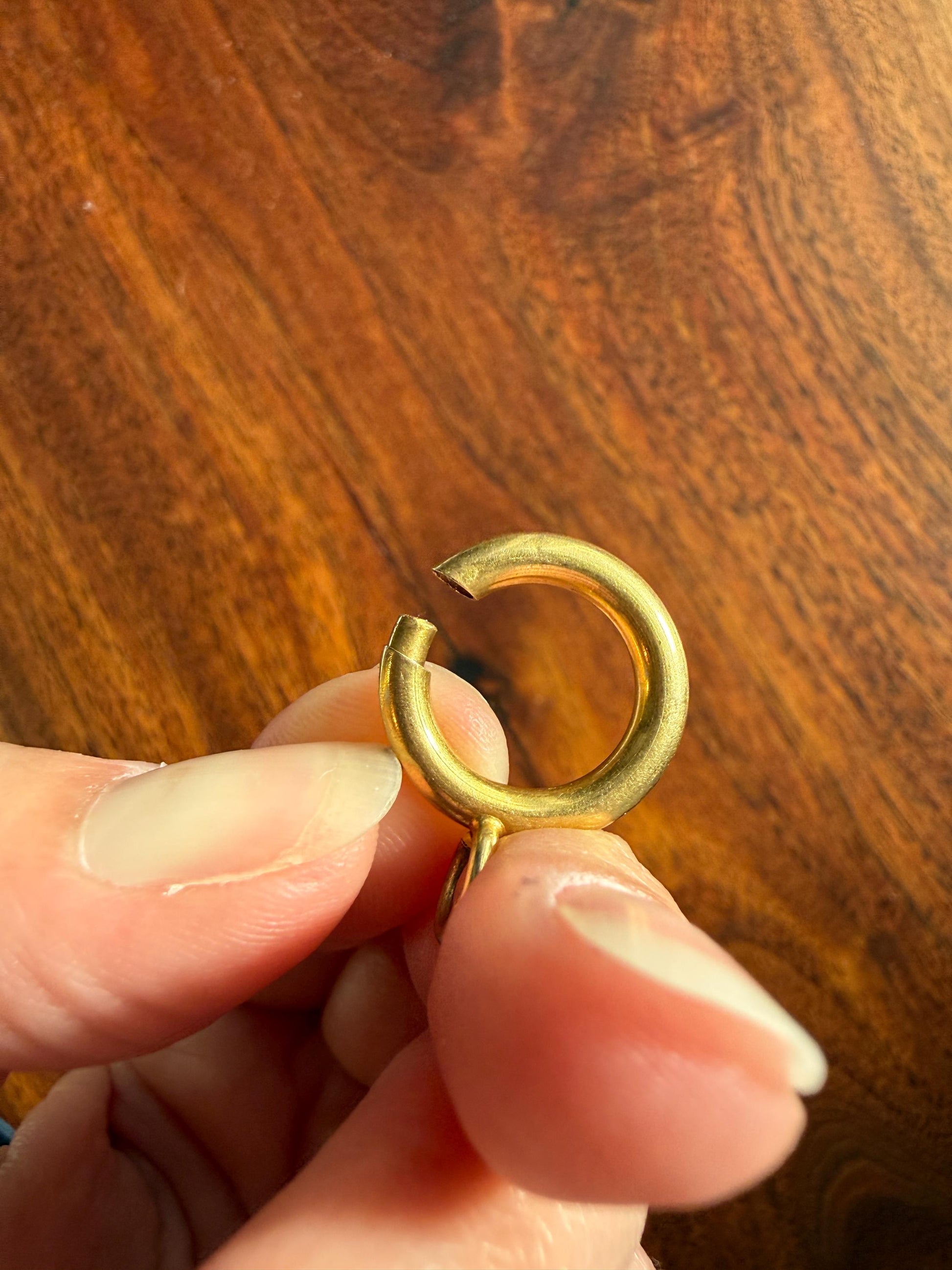 XL Large Spring Ring French ANTIQUE 2.6g 18k Gold Solid 17.5mm Clip Bolt Clasp Pendant Holder Connector Parts Findings #4