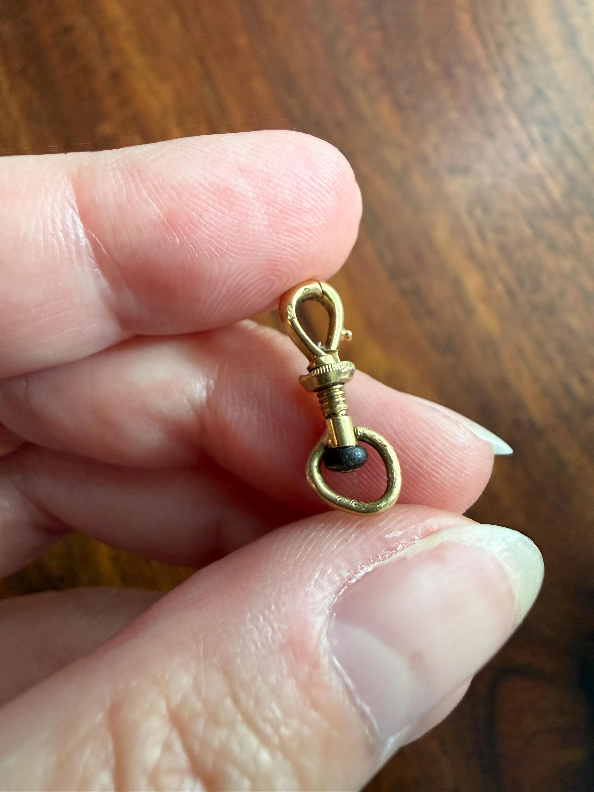 French ANTIQUE 1.2g 18k GOLD Solid Victorian Screw Bolt Dog Clip Clasp Pendant Swivel Holder Connector Neckmess Neckstack Parts #5