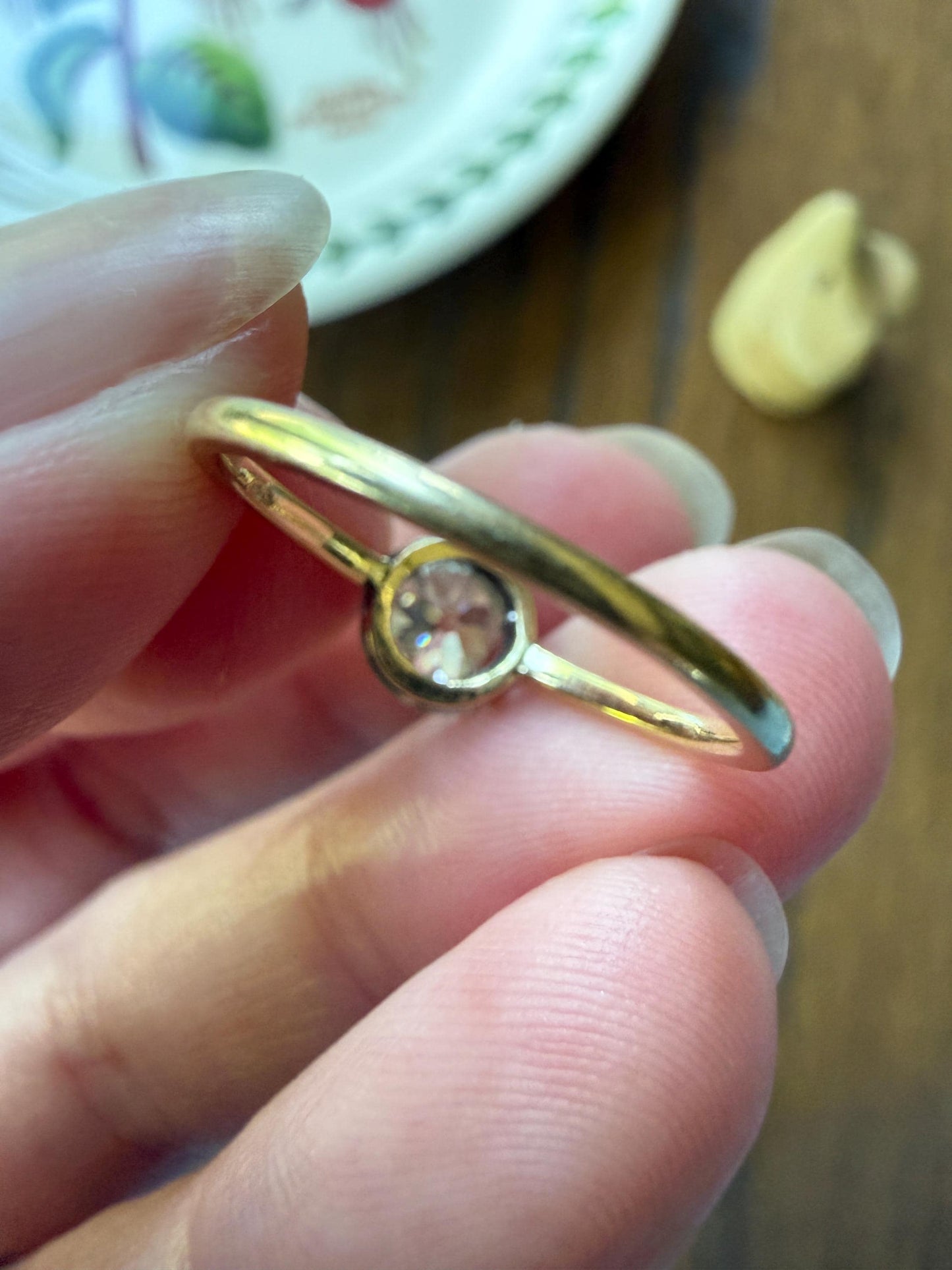 Antique .75 CARAT Natural Old Mine Cushion Elongated DIAMOND Solitaire Engagement Ring 18k Gold Solid Yellow Prong