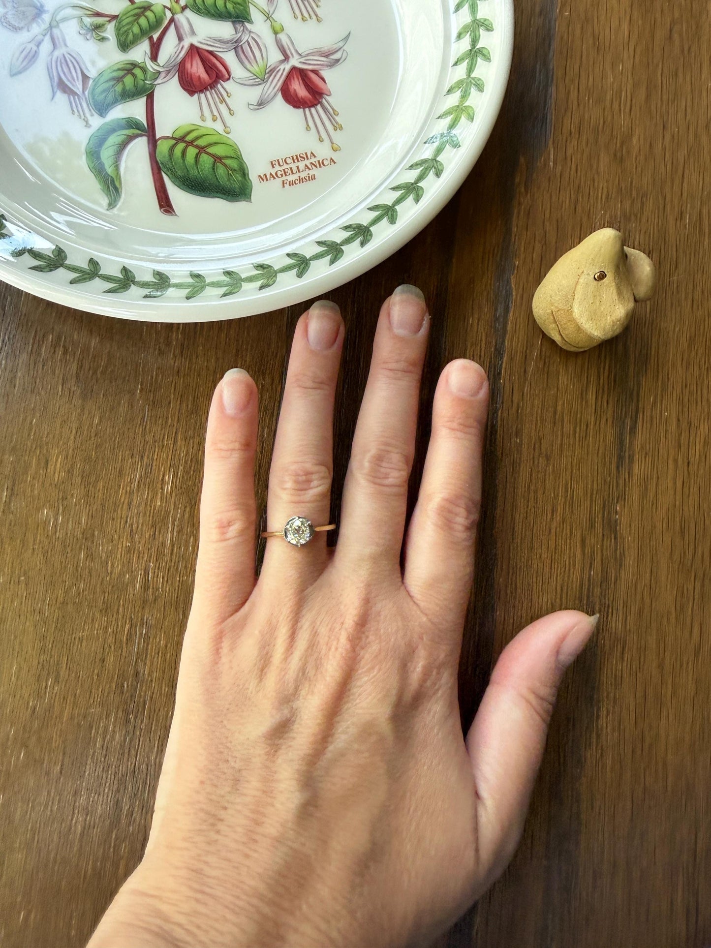 Antique .75 CARAT Natural Old Mine Cushion Elongated DIAMOND Solitaire Engagement Ring 18k Gold Solid Yellow Prong