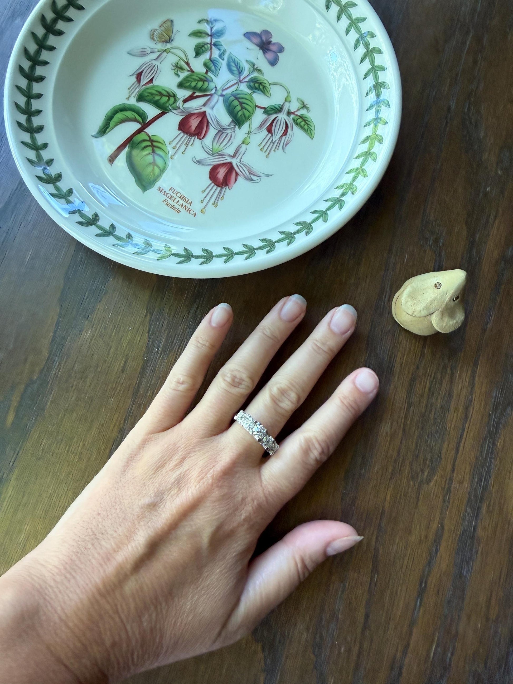 MEGA 2.6 Carat Old Mine Cut DIAMOND Ring 18k White Gold Vintage Band Tall Chunky Stacker Art Deco Wedding OMC Splayed