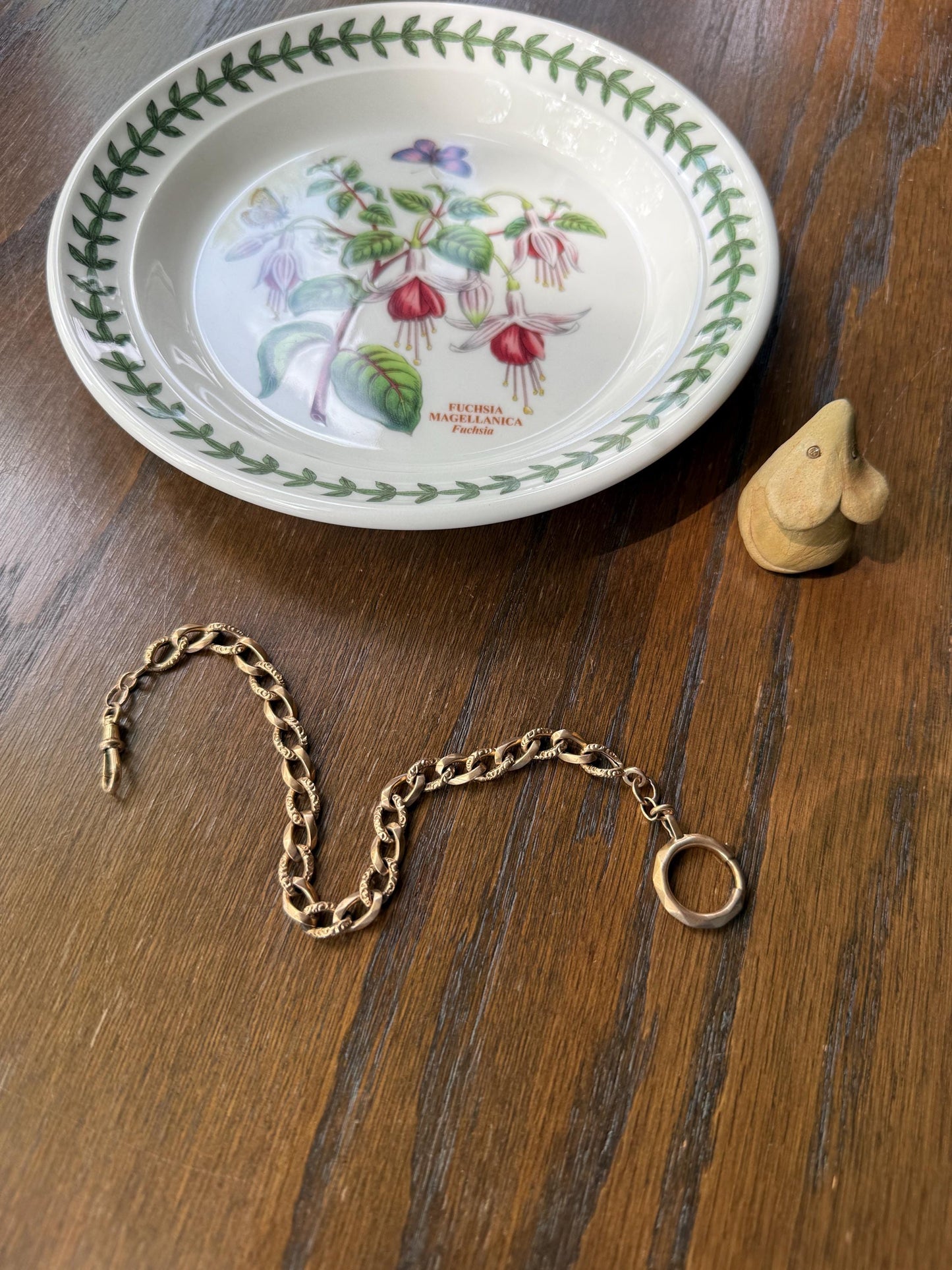 French Antique 14.4g 18k GOLD Solid Curb Embossed Link Watch Chain XL Faceted Spring Ring Dog Clip Extender Bracelet Connector