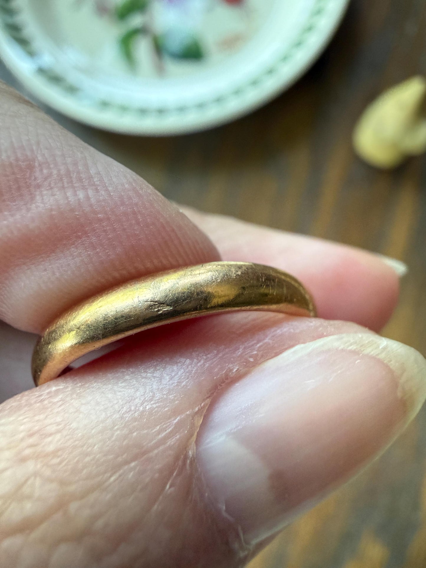 French Antique Wedding Band Solid 18k Gold Unisex Ring Stacker
