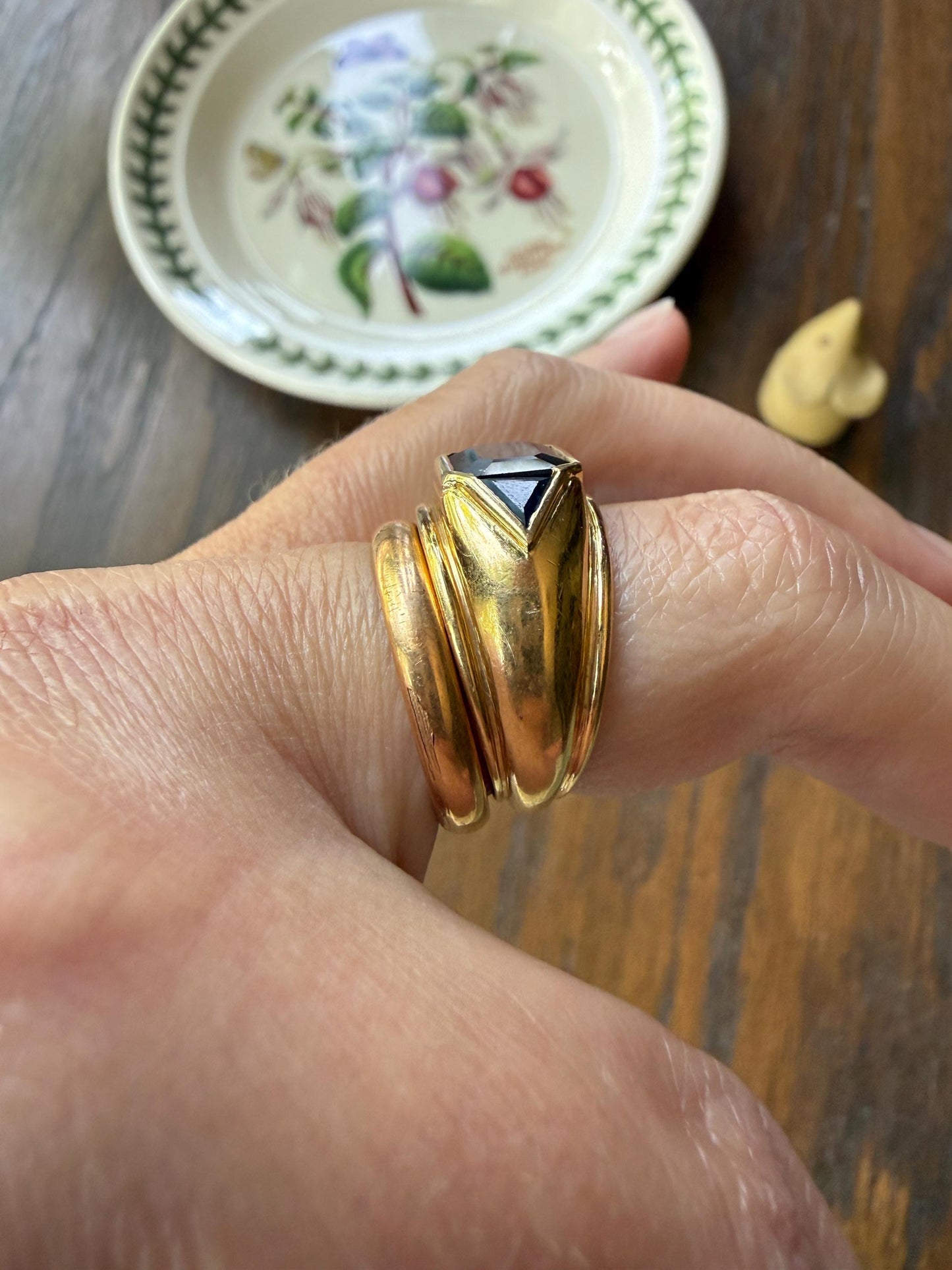 French Antique Wedding Band Solid 18k Gold Unisex Ring Stacker