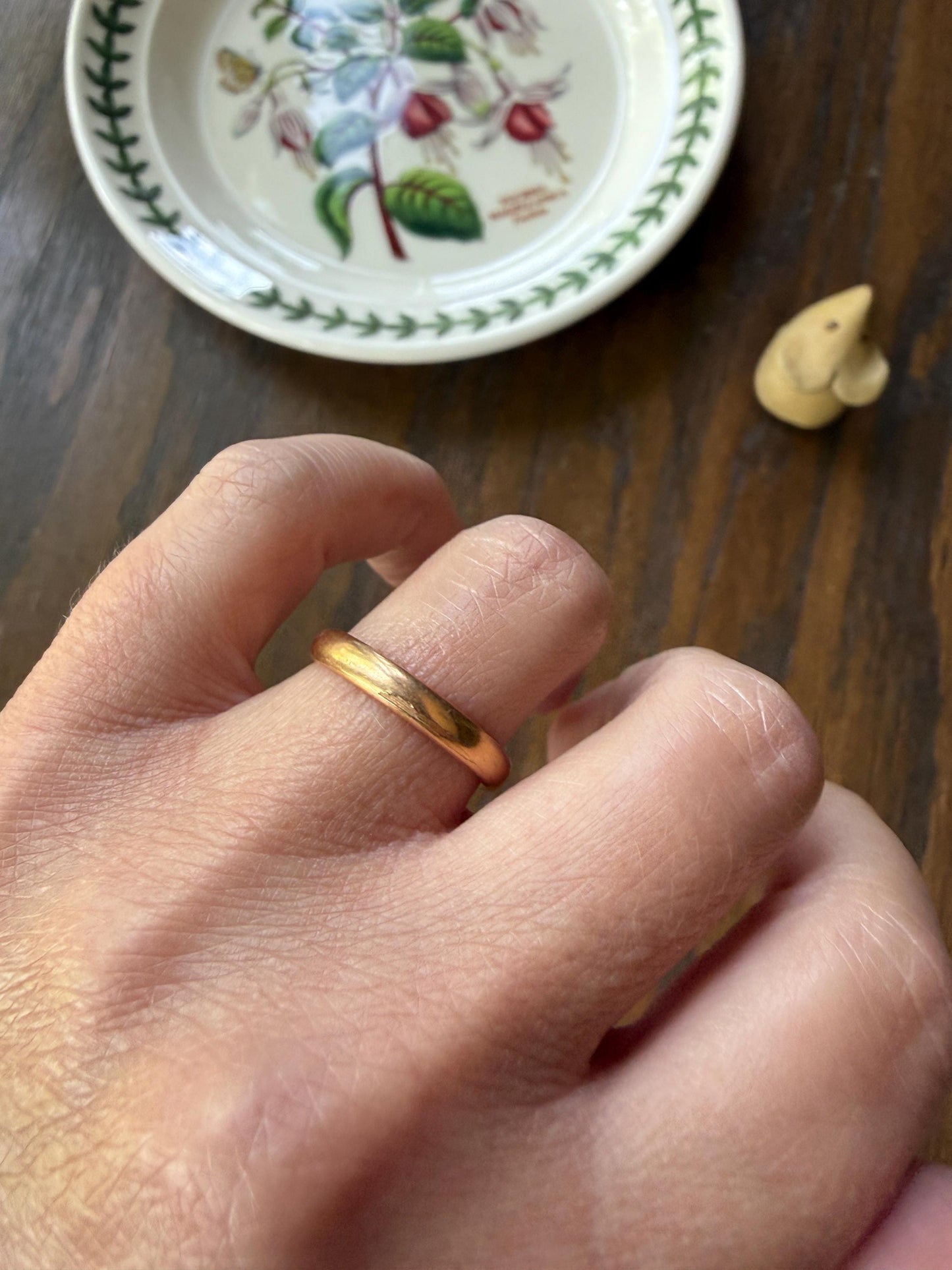 French Antique Wedding Band Solid 18k Gold Unisex Ring Stacker