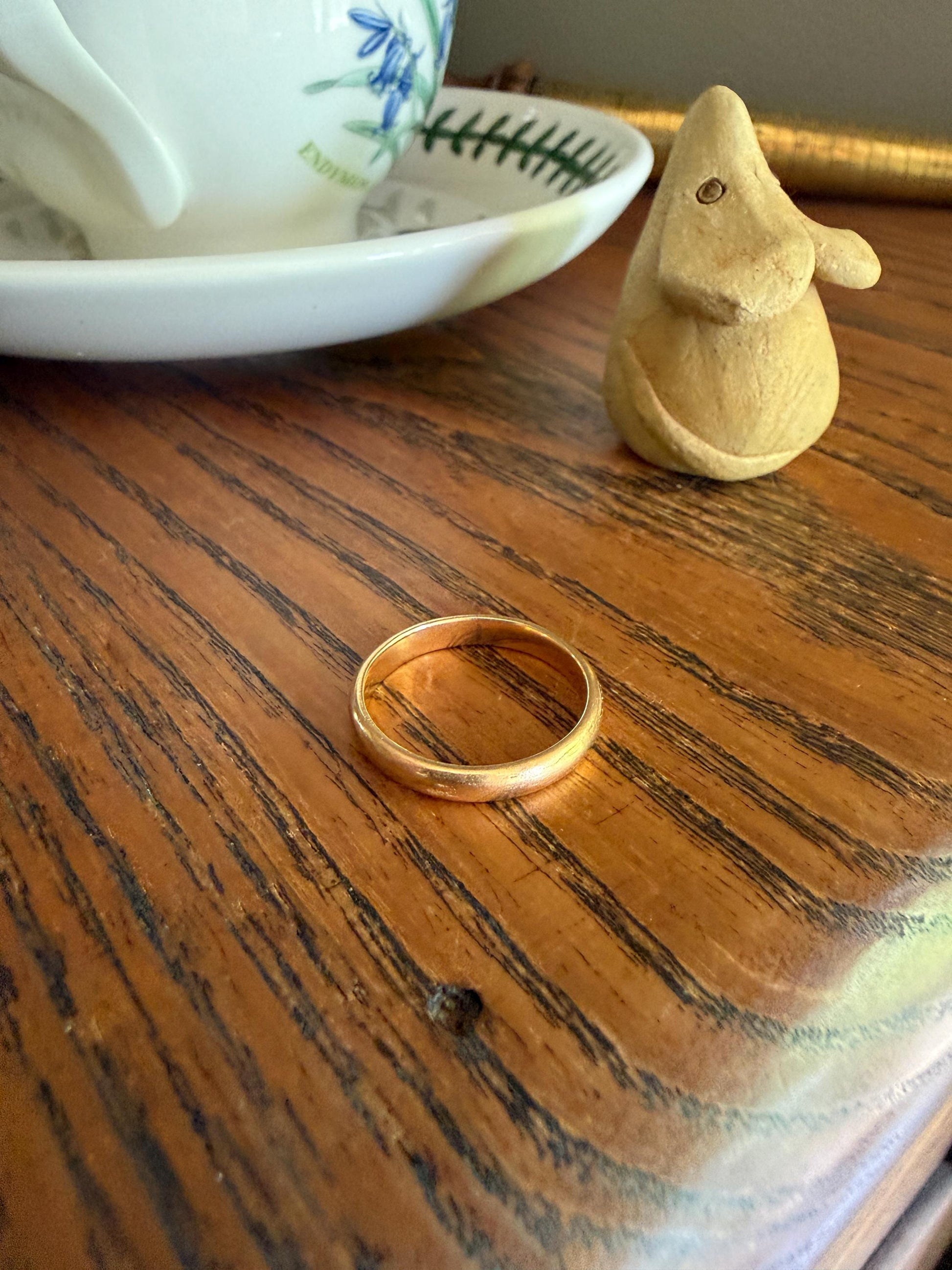 French Antique Wedding Band Solid 18k Gold Unisex Ring Stacker