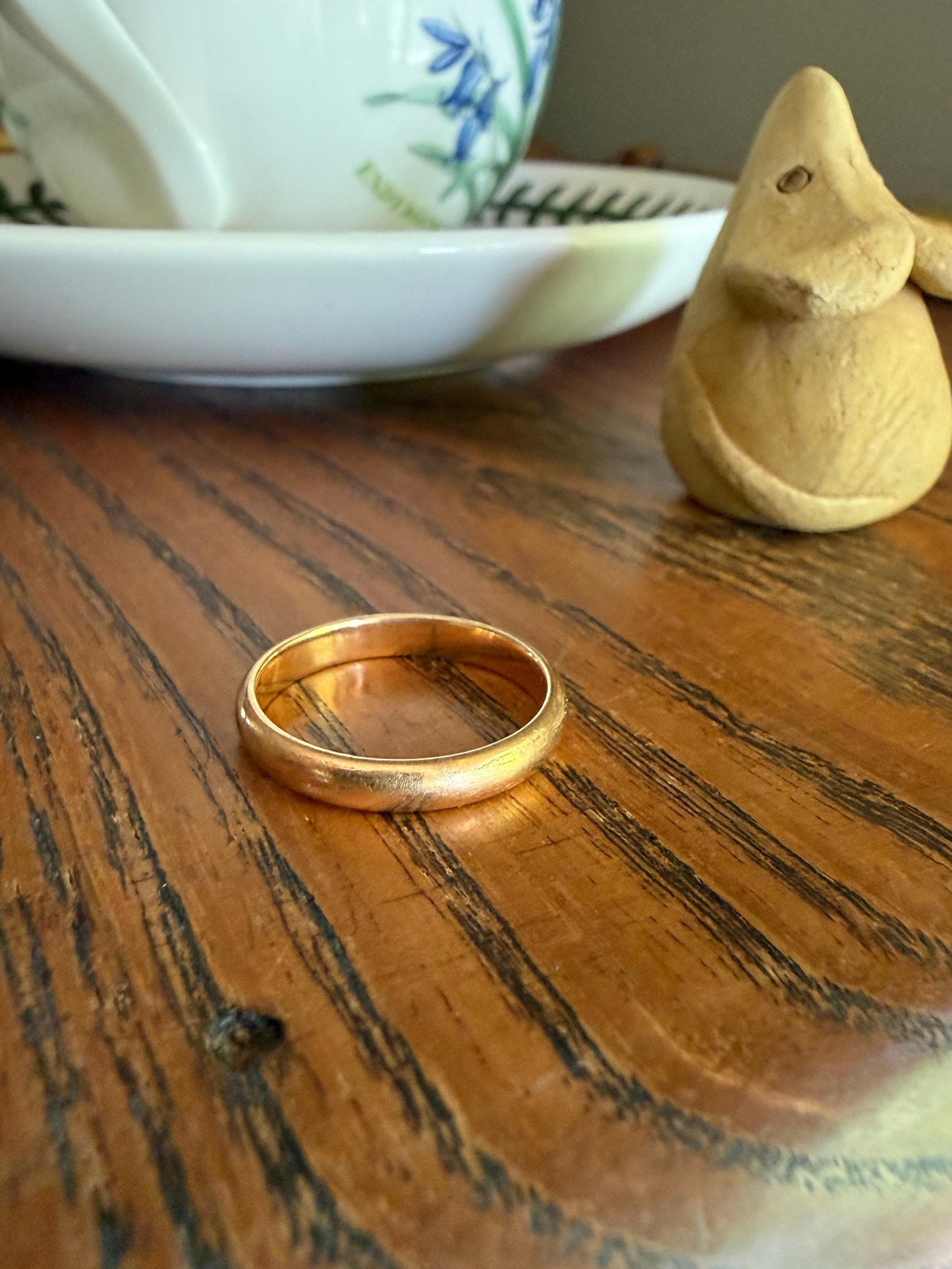 French Antique Wedding Band Solid 18k Gold Unisex Ring Stacker
