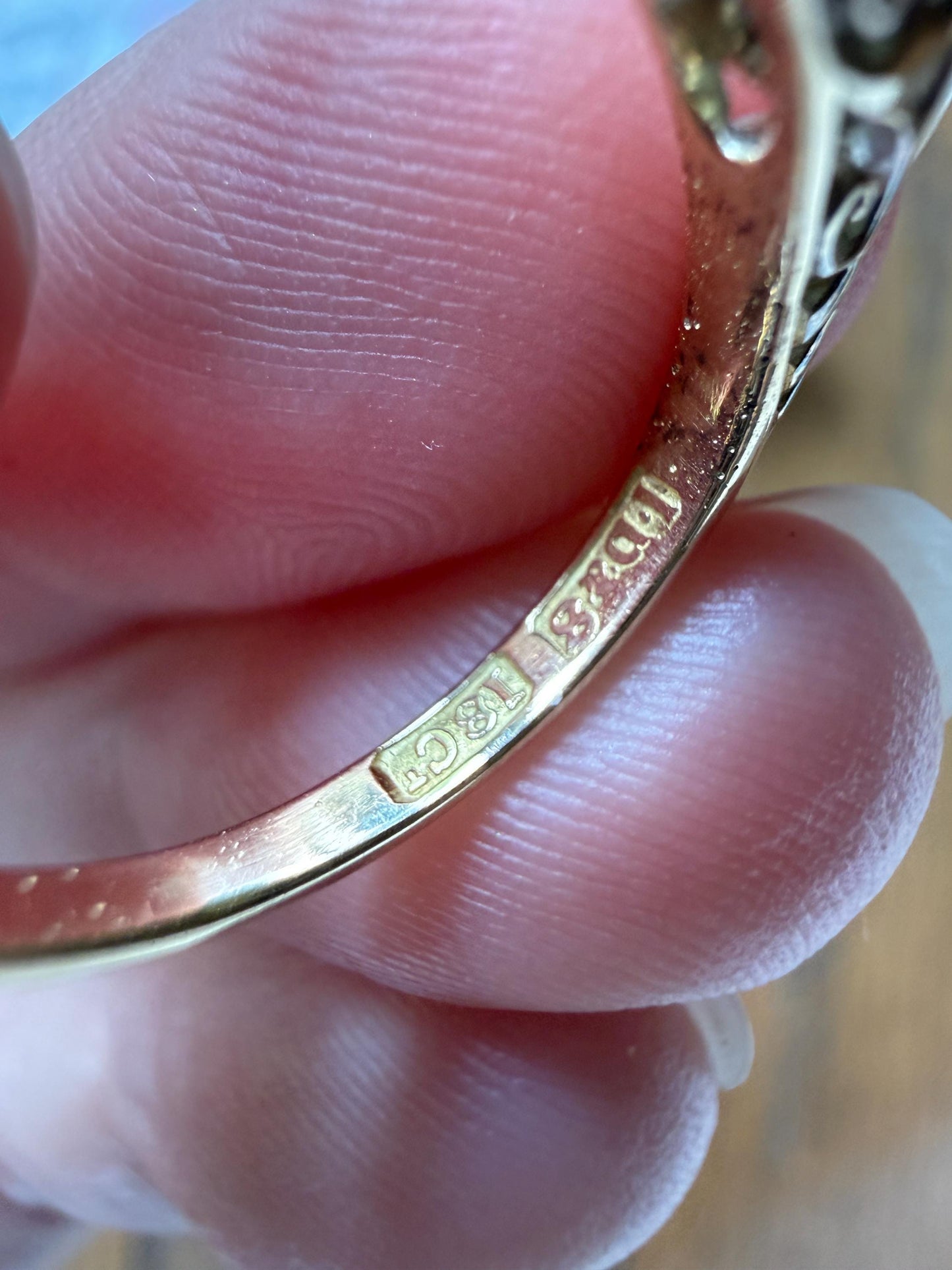 Victorian 1.2 Carat Antique Old Mine Cut Diamond Five Stone Ring 18k Gold Chunky Scrolled Ornate Band Diamond Rose Spacers Gemset Prongs