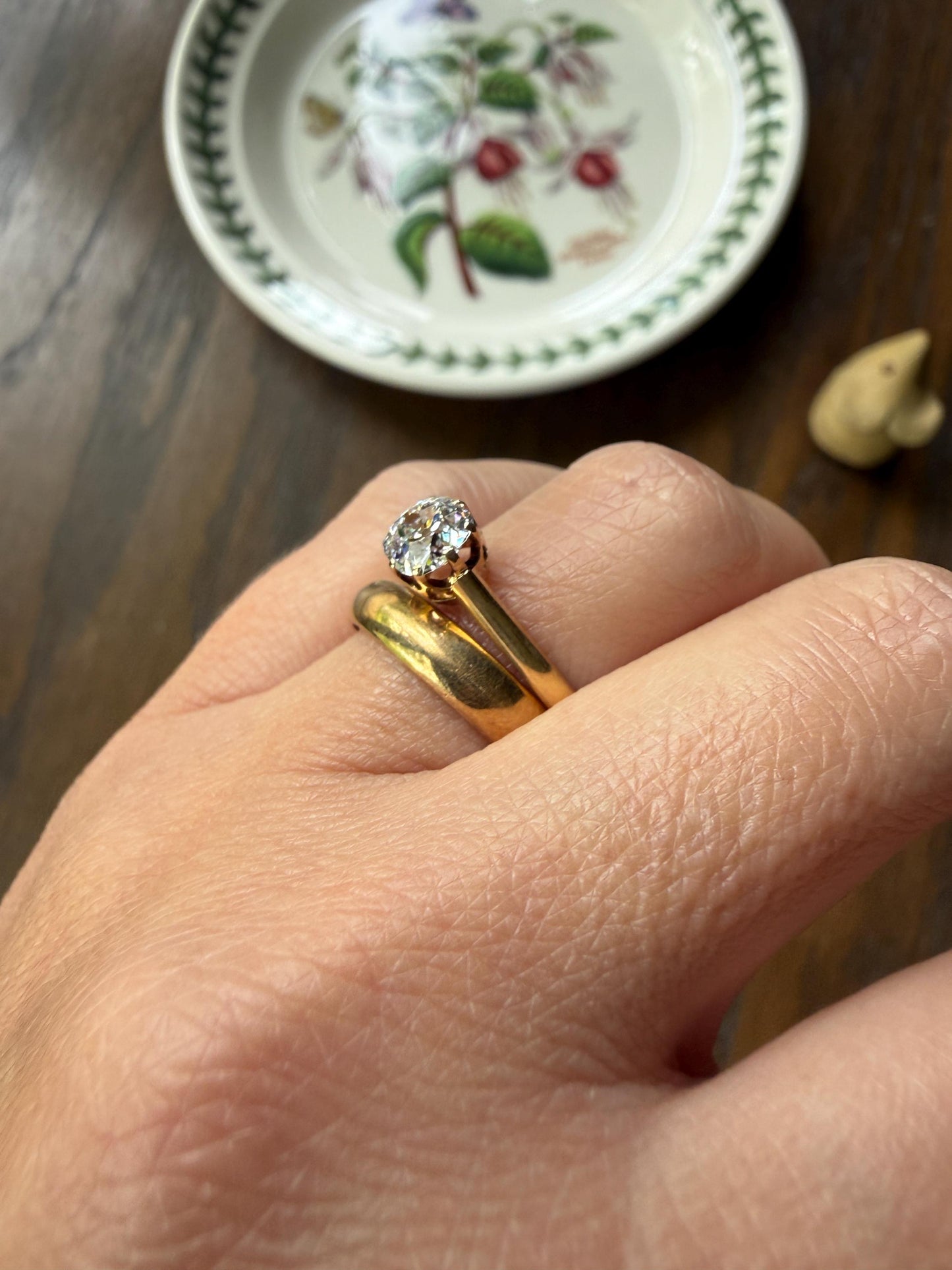 DATED Engraved 1918 July 22 French Antique Wedding Band Solid 18k Gold Unisex Ring Stacker