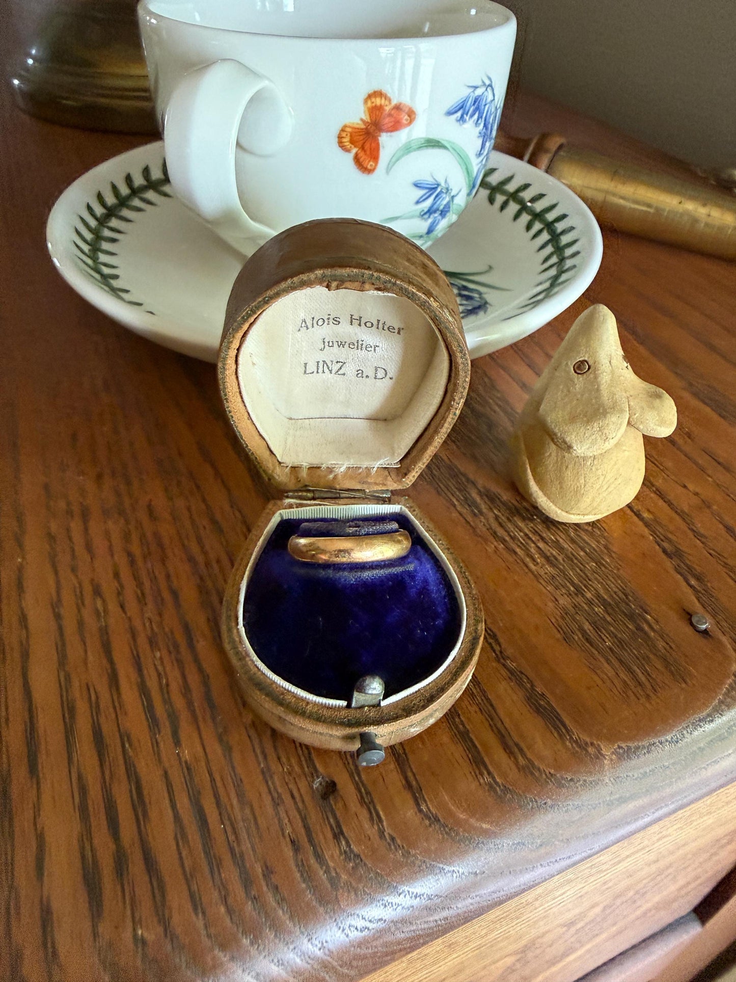 DATED Engraved 1918 July 22 French Antique Wedding Band Solid 18k Gold Unisex Ring Stacker