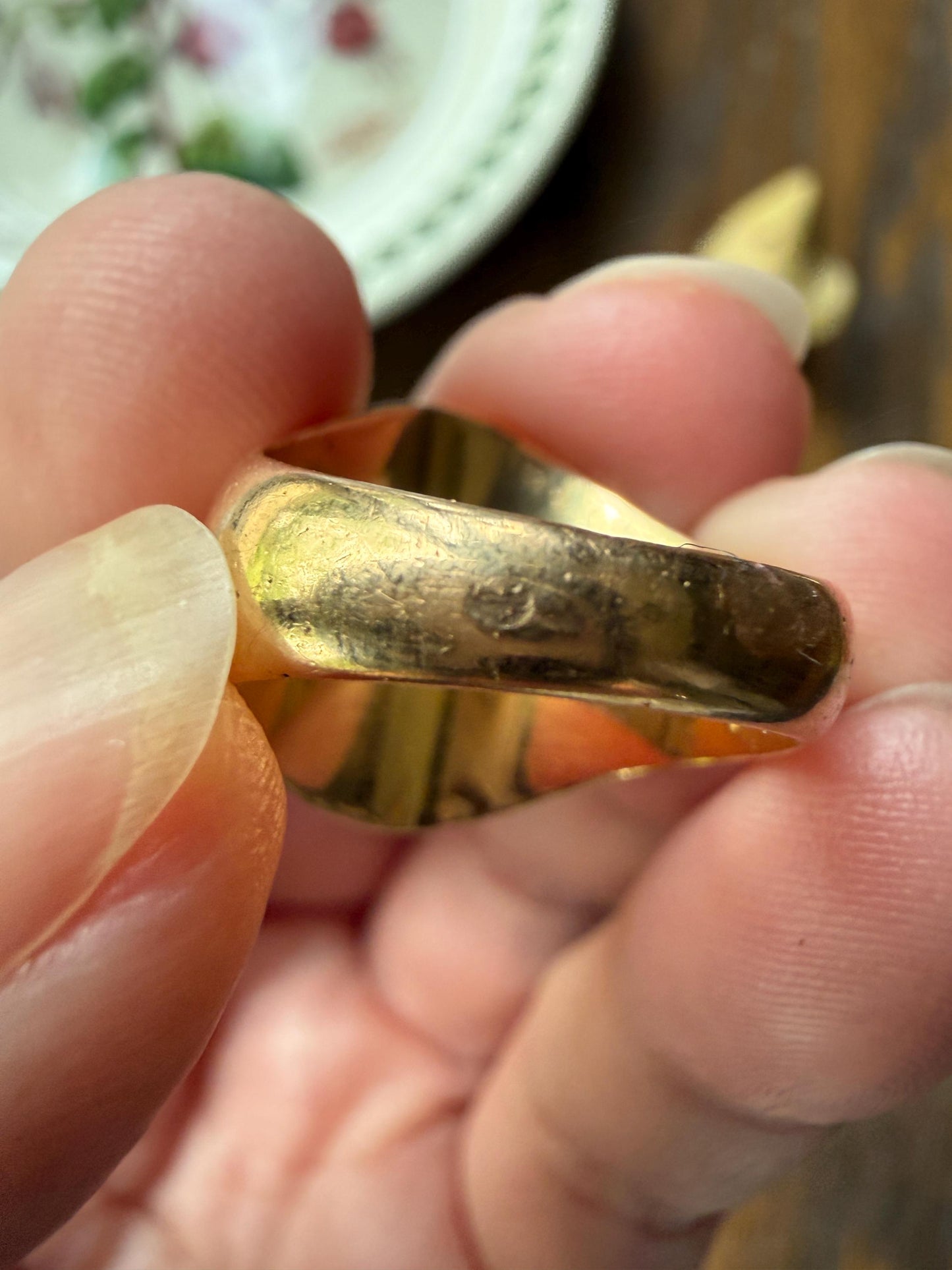HEAVY 13g 18k Gold Count's CROWN French Nobility Antique SIGNET Ring Diamonds on Shield Lion Rampant Crest Chunky Band Coat of Arms Unisex