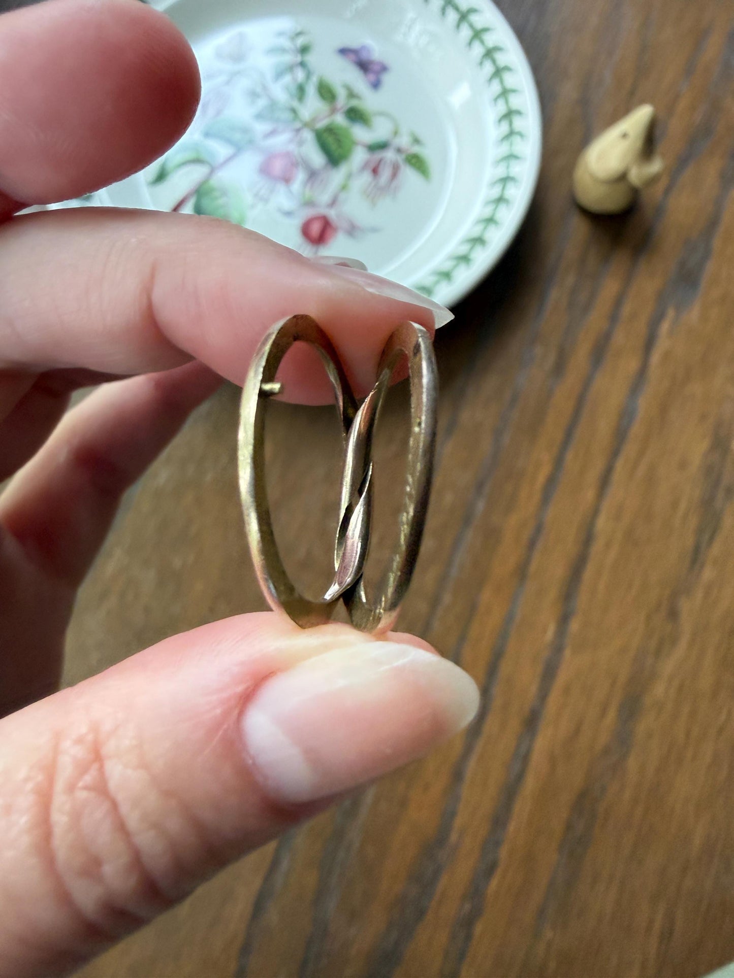 DATED 1851 Early VICTORIAN French Antique 18k Gold GIMMEL Large Unisex Wedding Band Skinny Puzzle RiNG Donut Stacker Comfort Fit Georgian