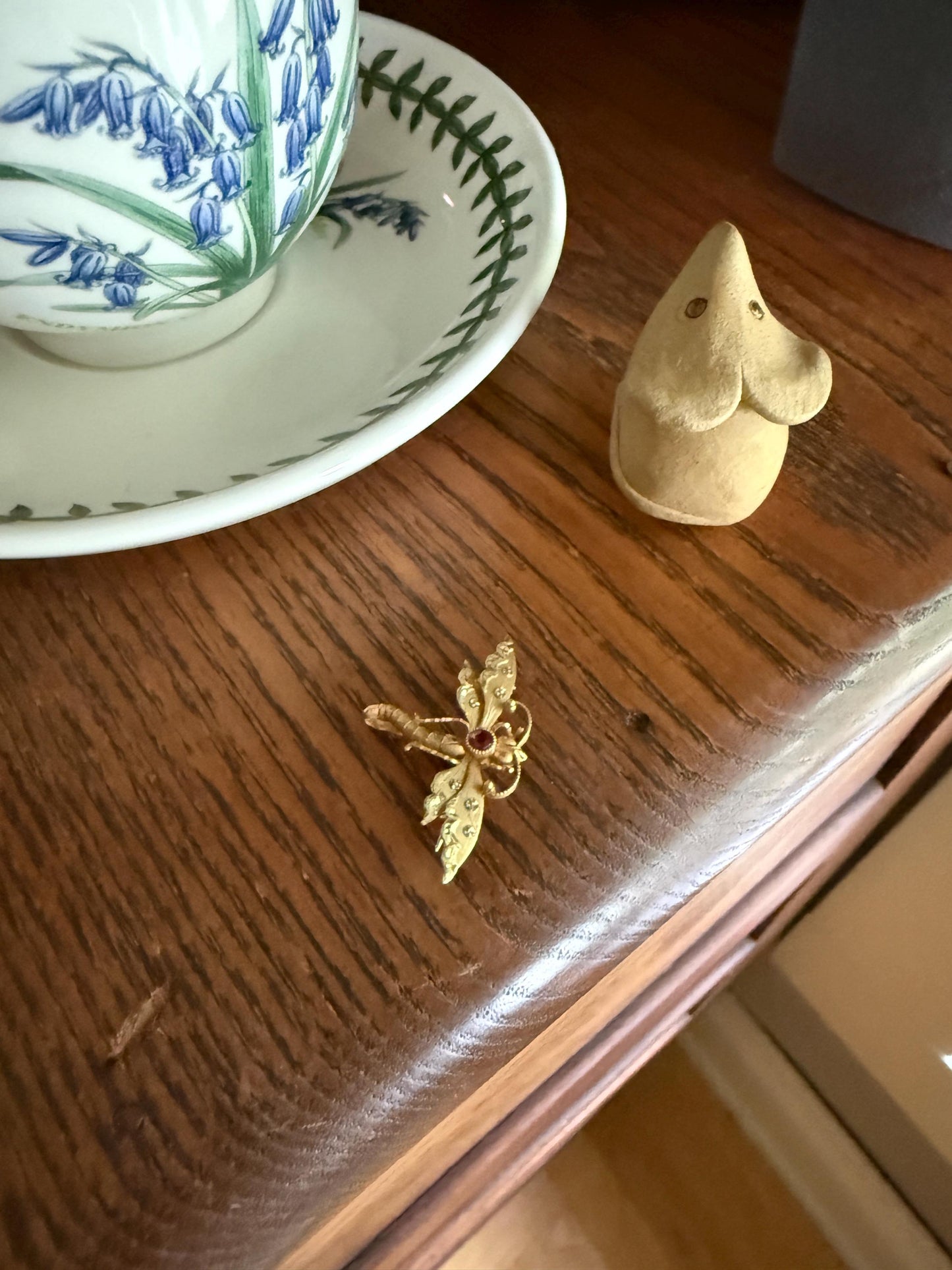 DRAGONFLY Antique French Figural 18k Tricolor Gold Pendant Holder Brooch Extender Connector Figural Victorian Hallmark Known Maker