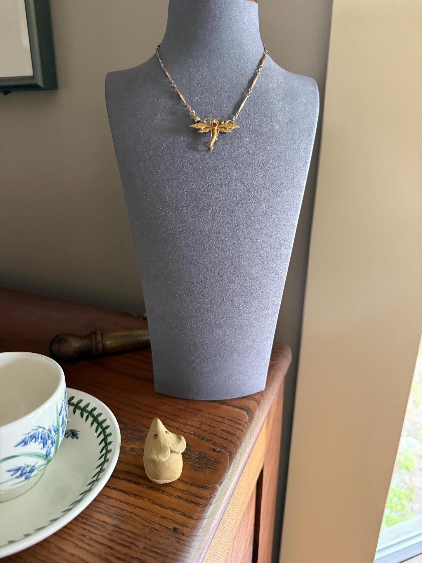 DRAGONFLY Antique French Figural 18k Tricolor Gold Pendant Holder Brooch Extender Connector Figural Victorian Hallmark Known Maker