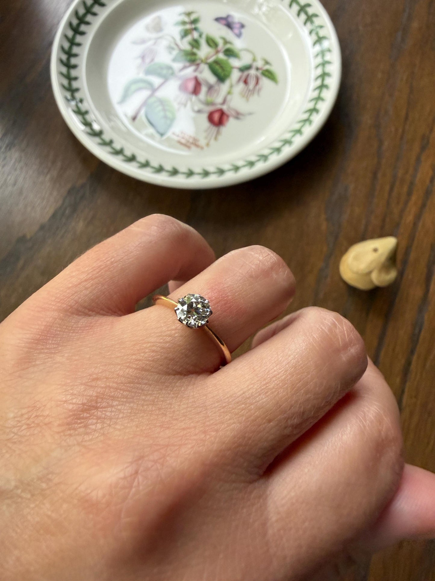 Antique Natural .7 Carat Old Mine Cut Diamond Eye Clean Solitaire 18k Gold Edwardian Victorian Original Engagement Ring Stacker