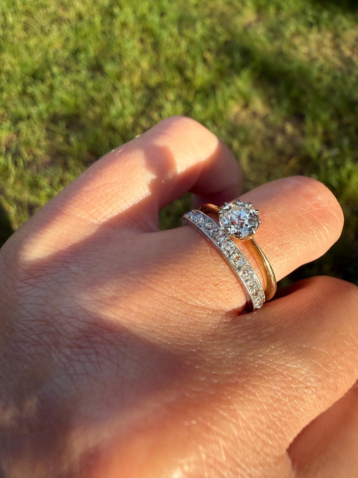 Antique Natural .7 Carat Old Mine Cut Diamond Eye Clean Solitaire 18k Gold Edwardian Victorian Original Engagement Ring Stacker