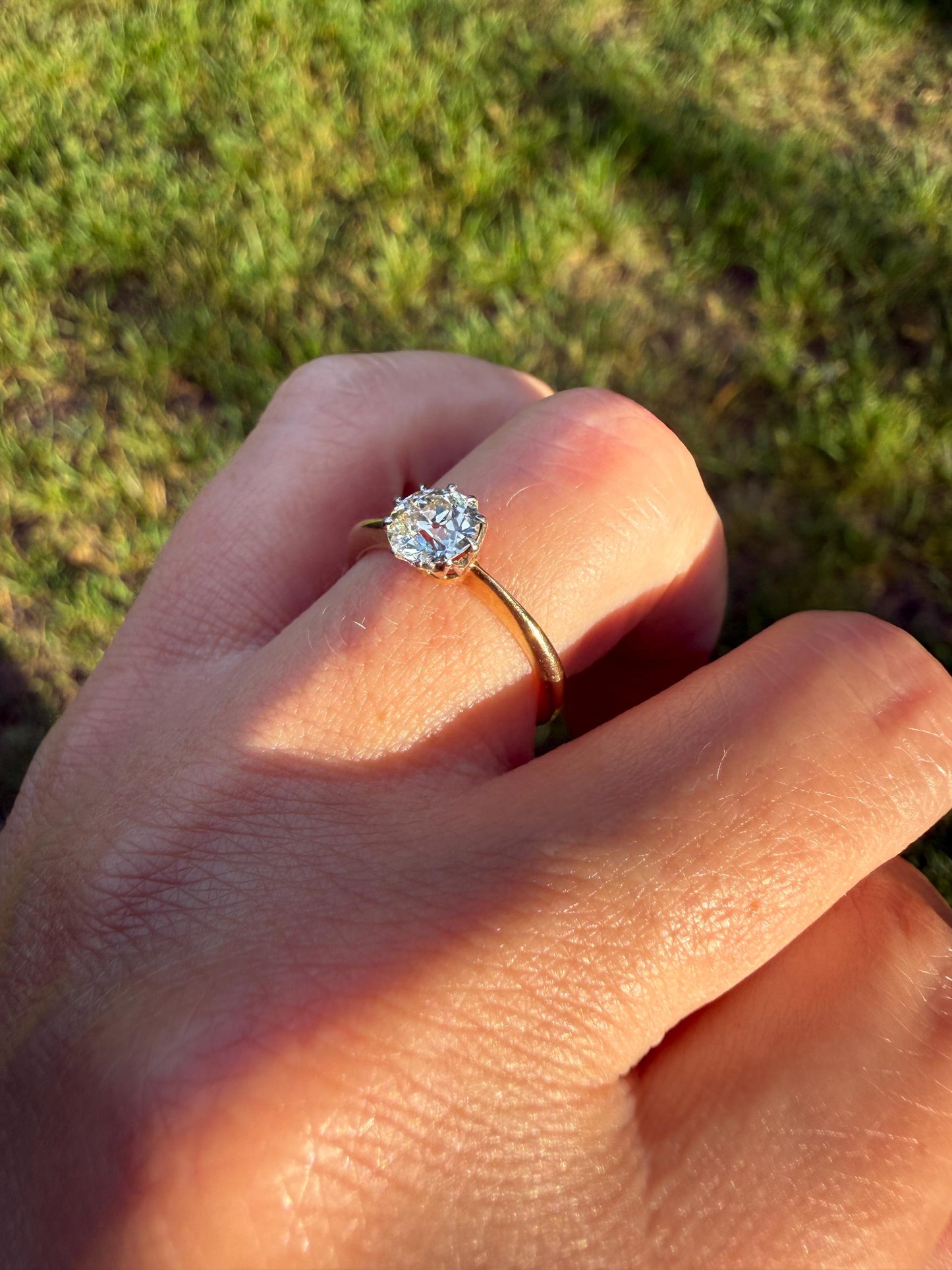 Antique Natural .7 Carat Old Mine Cut Diamond Eye Clean Solitaire 18k Gold Edwardian Victorian Original Engagement Ring Stacker