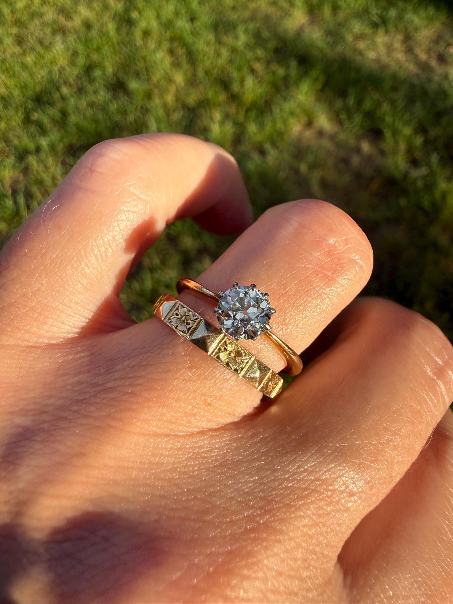 Antique Natural .7 Carat Old Mine Cut Diamond Eye Clean Solitaire 18k Gold Edwardian Victorian Original Engagement Ring Stacker