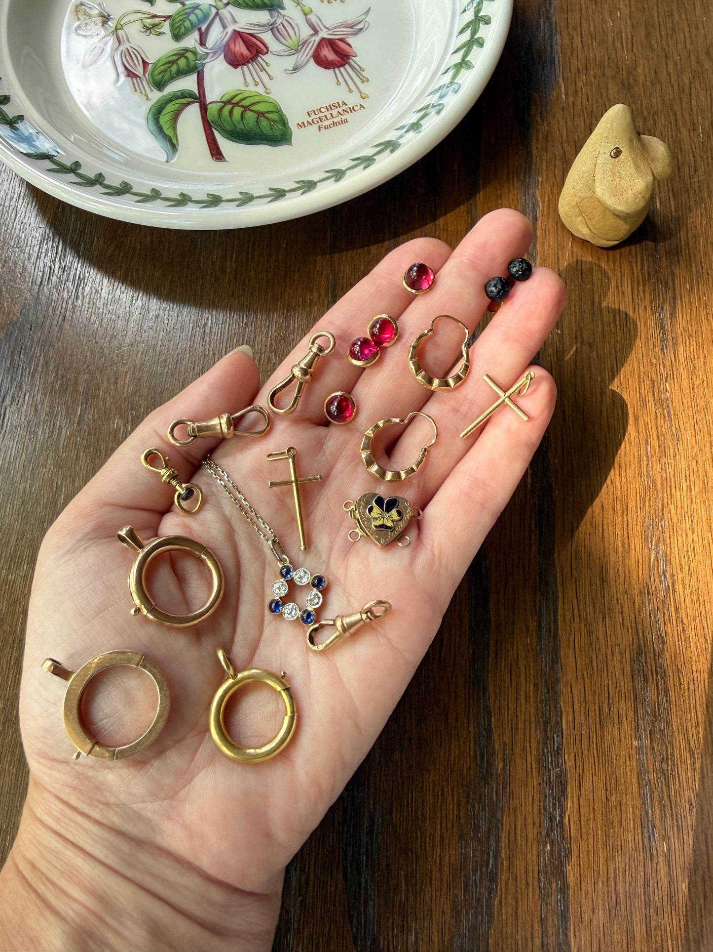 One Cabochon RUBY Bezel Set 18k Gold French Antique Parts Findings Charm Pendant Necklace Bracelet Earring Conversion 4 Avail Glow Pink Red
