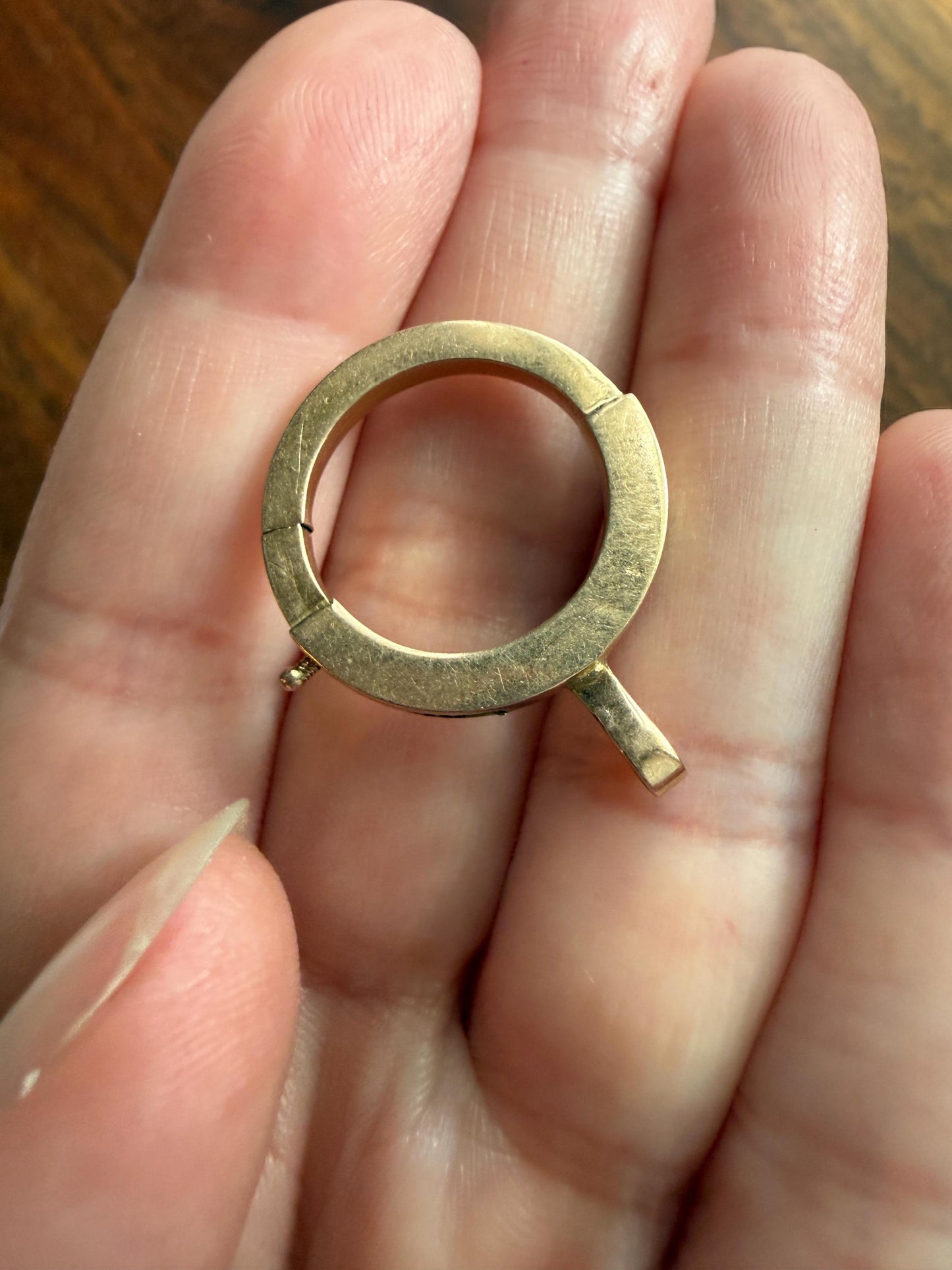 XL Large Spring Ring French ANTIQUE 2.2g 18k Gold Solid 18mm Clip Bolt Clasp Pendant Holder Connector Neckmess Neckstack Parts Findings