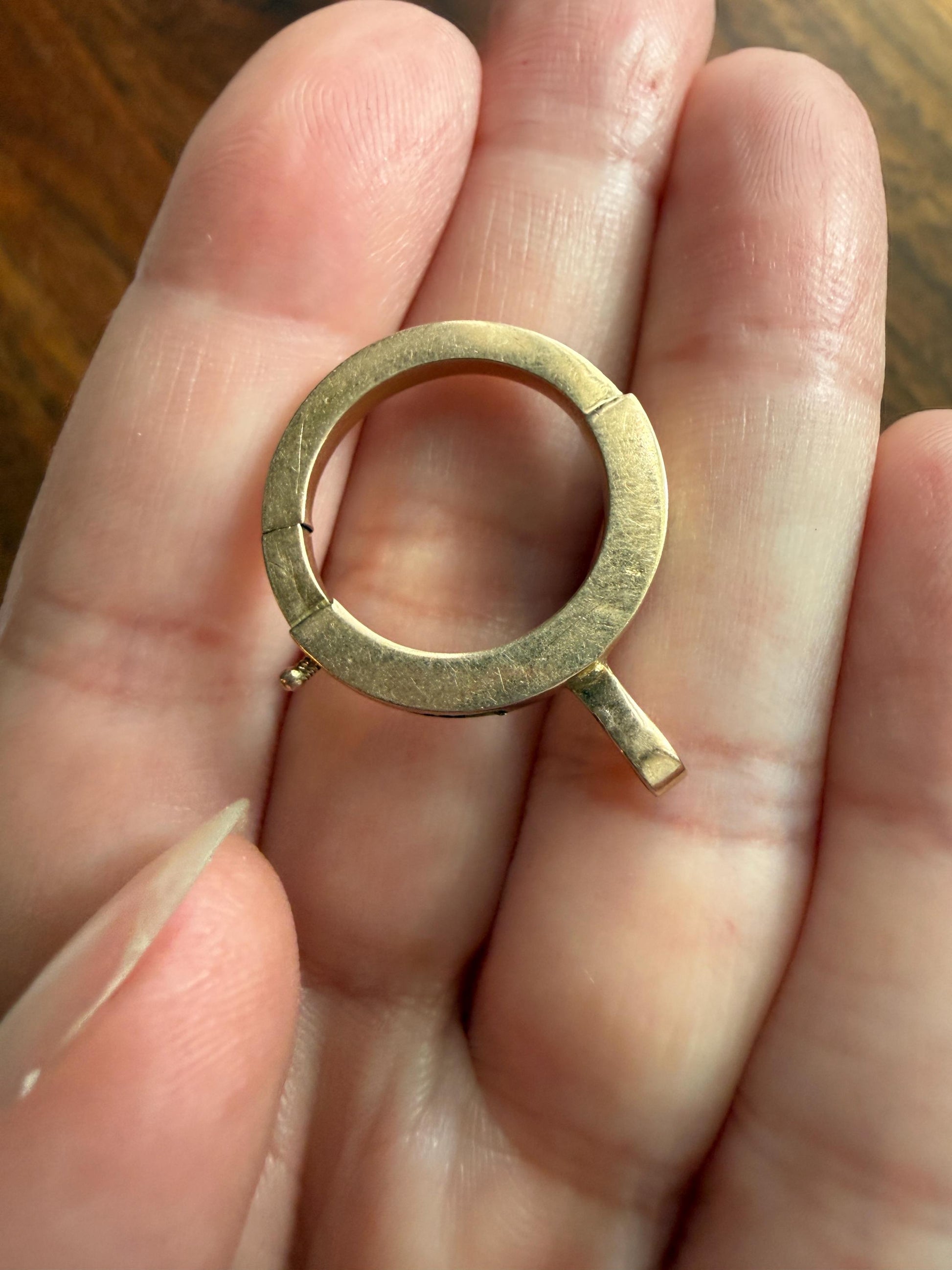 XL Large Spring Ring French ANTIQUE 2.2g 18k Gold Solid 18mm Clip Bolt Clasp Pendant Holder Connector Neckmess Neckstack Parts Findings