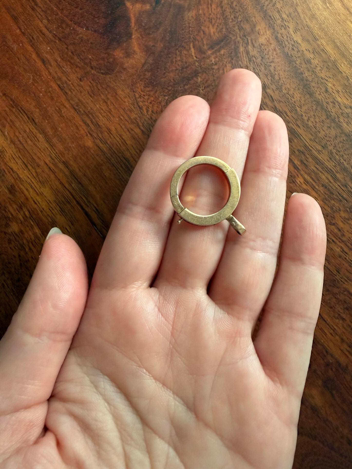 XL Large Spring Ring French ANTIQUE 2.2g 18k Gold Solid 18mm Clip Bolt Clasp Pendant Holder Connector Neckmess Neckstack Parts Findings