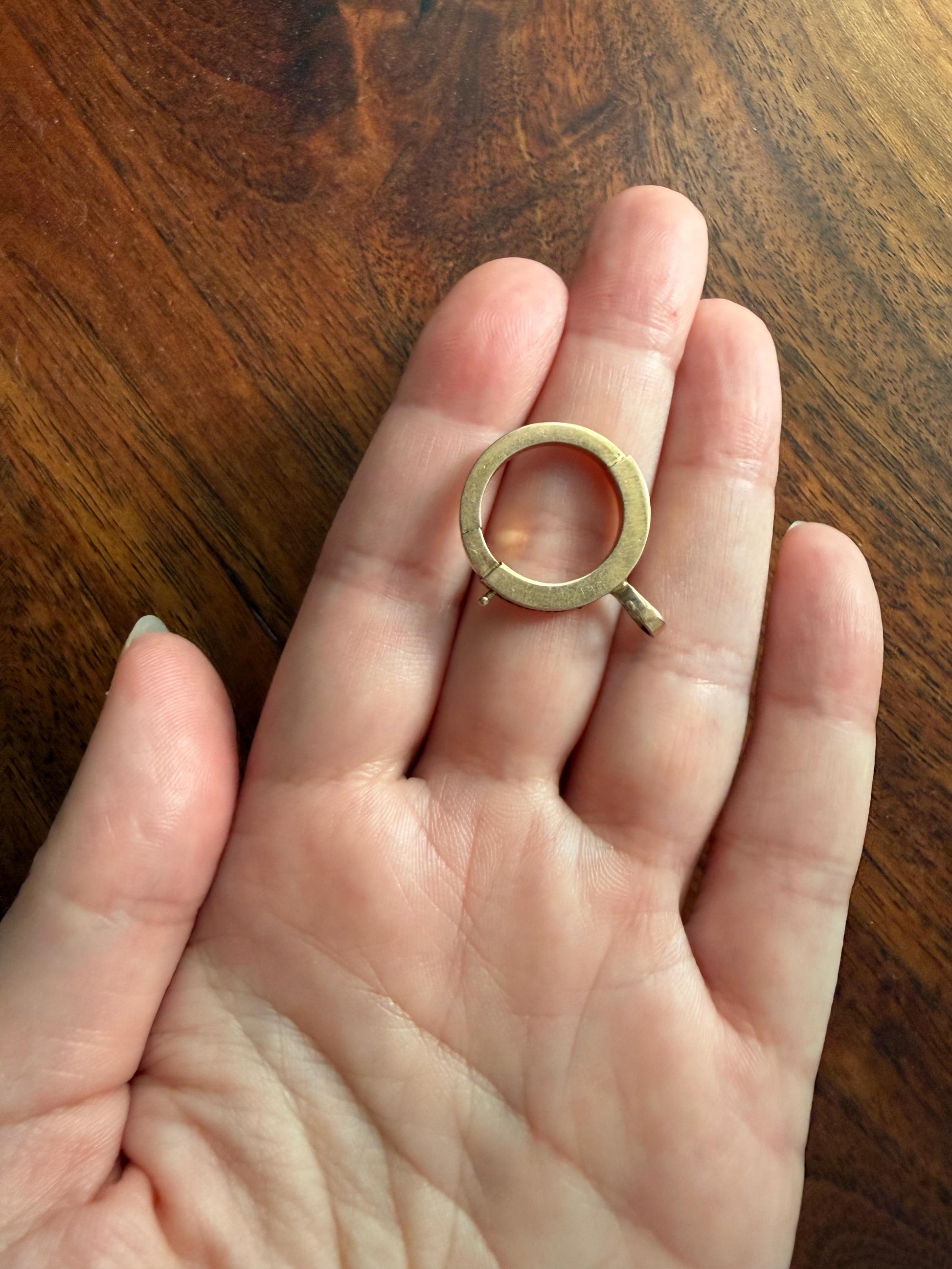 XL Large Spring Ring French ANTIQUE 2.2g 18k Gold Solid 18mm Clip Bolt Clasp Pendant Holder Connector Neckmess Neckstack Parts Findings