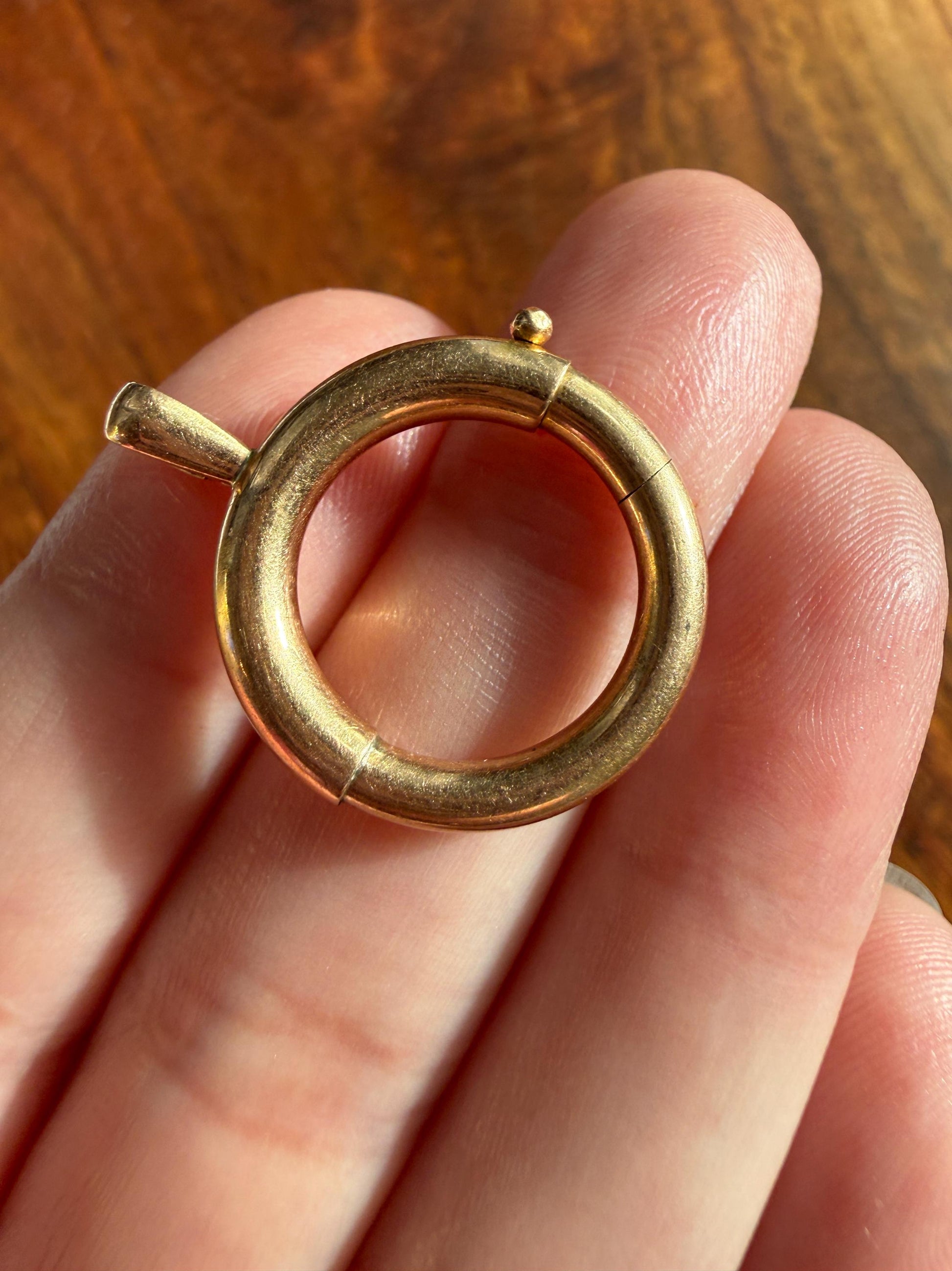 XL Large Spring Ring French ANTIQUE 2.5g 18k Gold Solid 19.6mm Clip Bolt Clasp Pendant Holder Connector Parts Findings #3