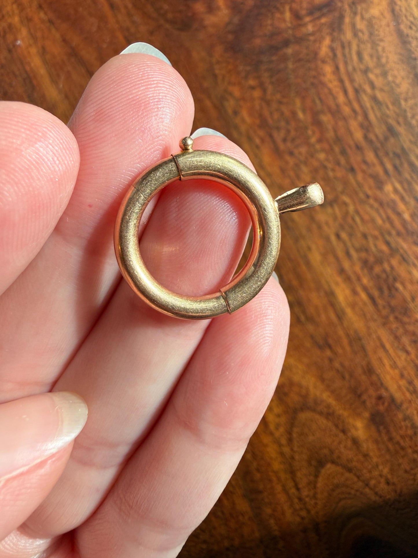 XL Large Spring Ring French ANTIQUE 2.5g 18k Gold Solid 19.6mm Clip Bolt Clasp Pendant Holder Connector Parts Findings #3