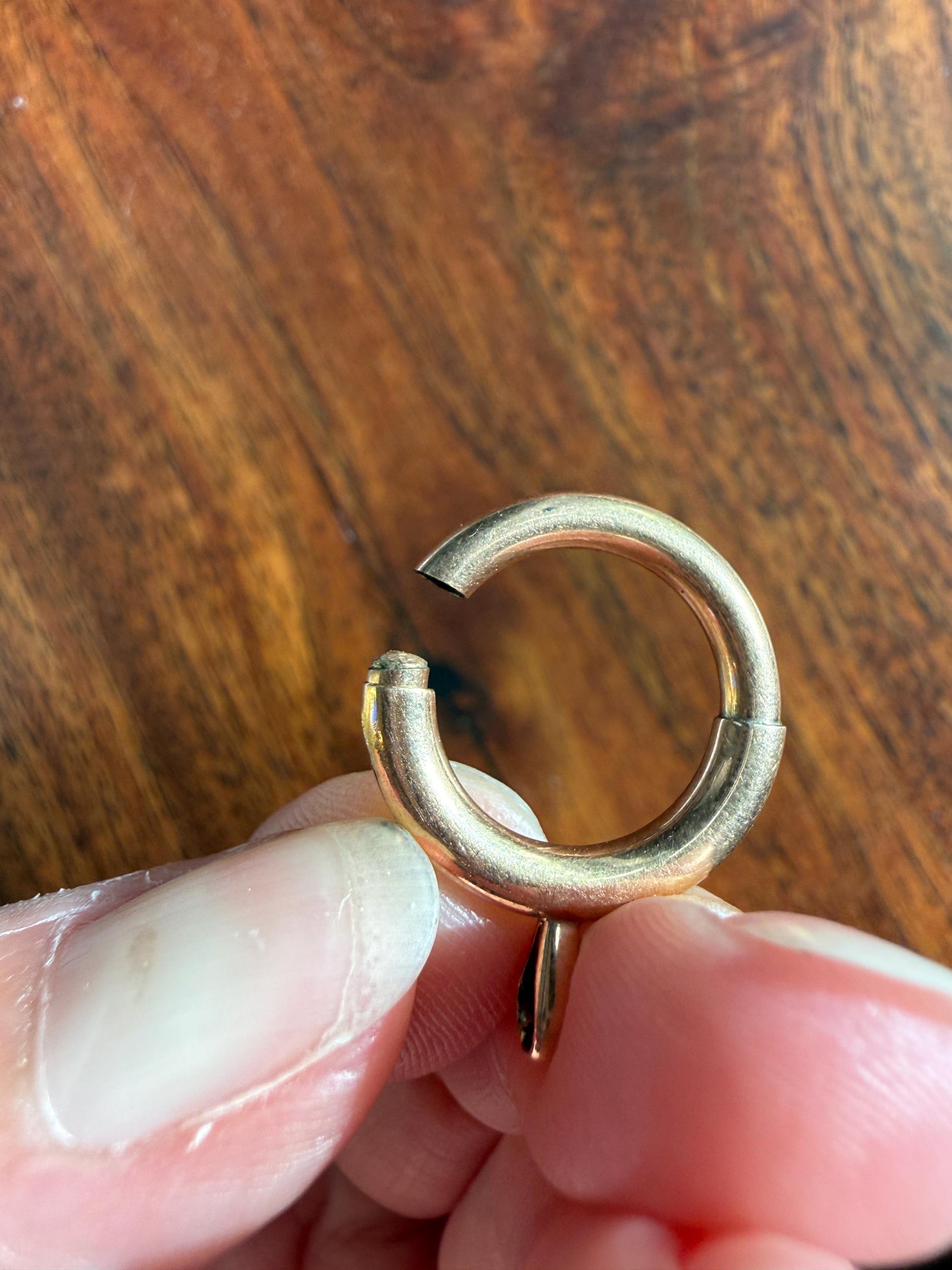 XL Large Spring Ring French ANTIQUE 2.5g 18k Gold Solid 19.6mm Clip Bolt Clasp Pendant Holder Connector Parts Findings #3