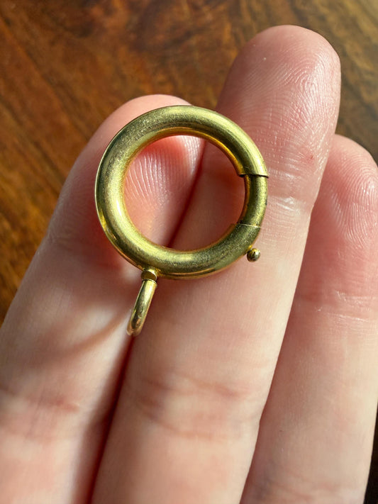XL Large Spring Ring French ANTIQUE 2.6g 18k Gold Solid 17.5mm Clip Bolt Clasp Pendant Holder Connector Parts Findings #4