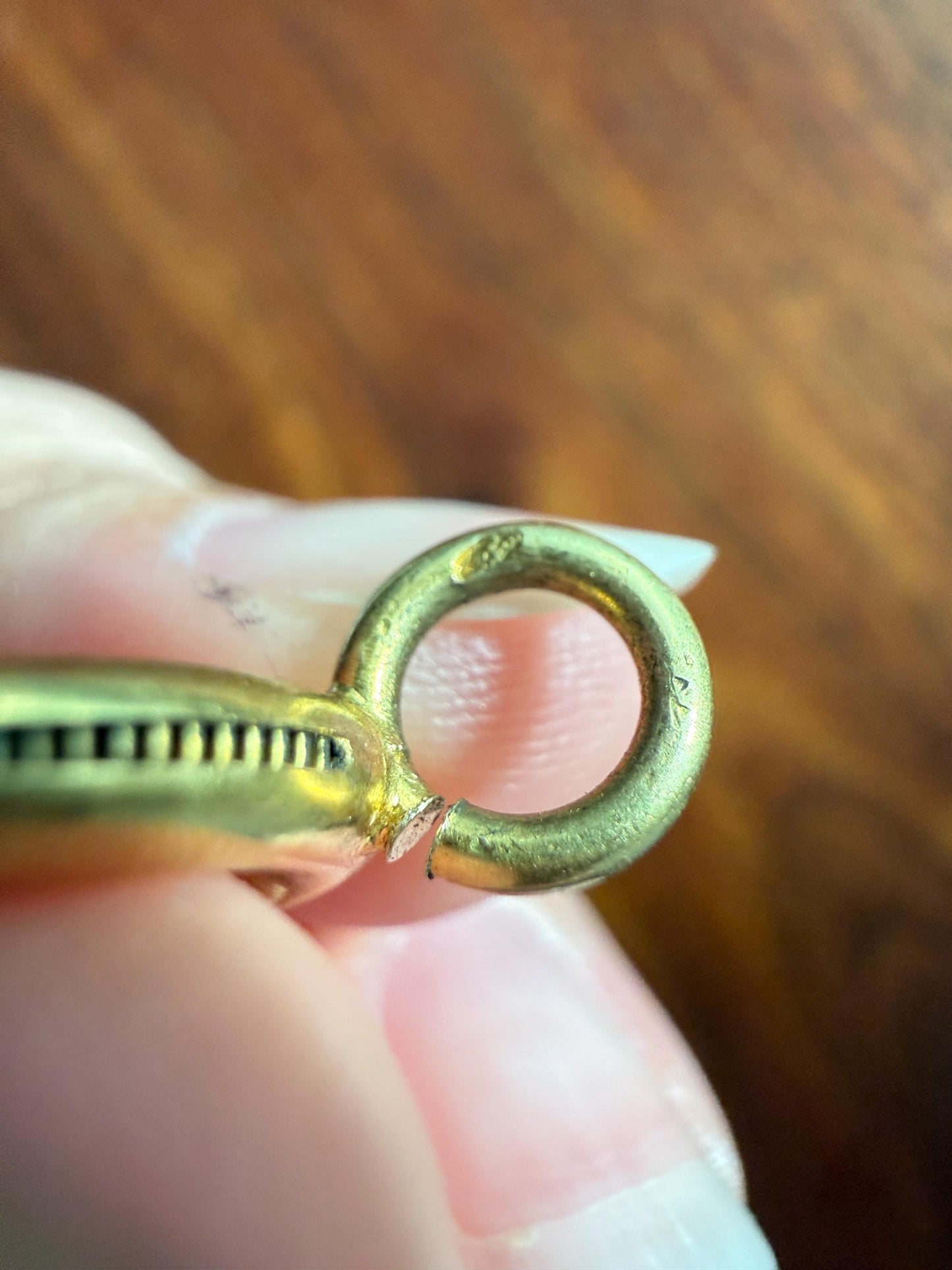 XL Large Spring Ring French ANTIQUE 2.6g 18k Gold Solid 17.5mm Clip Bolt Clasp Pendant Holder Connector Parts Findings #4