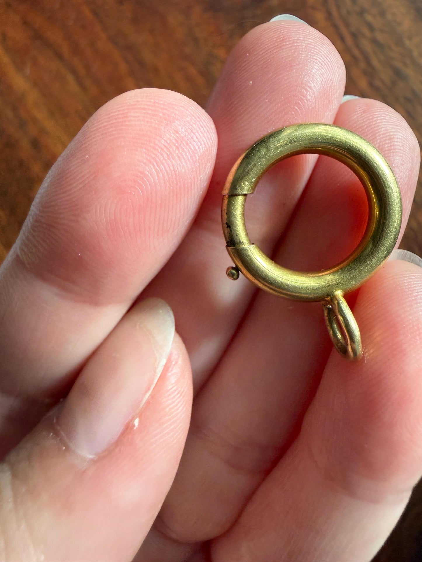 XL Large Spring Ring French ANTIQUE 2.6g 18k Gold Solid 17.5mm Clip Bolt Clasp Pendant Holder Connector Parts Findings #4