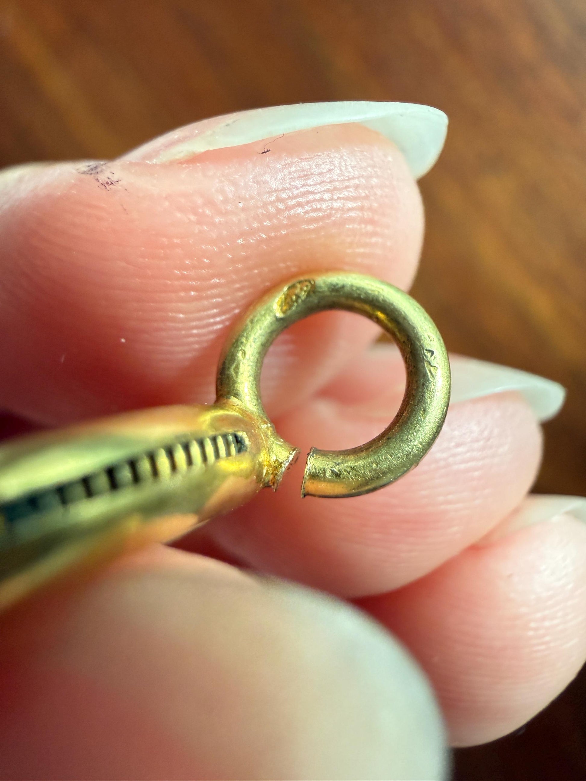XL Large Spring Ring French ANTIQUE 2.6g 18k Gold Solid 17.5mm Clip Bolt Clasp Pendant Holder Connector Parts Findings #4