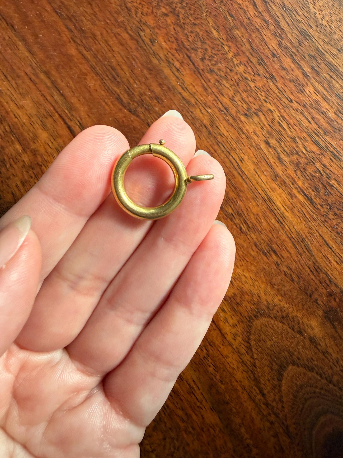 XL Large Spring Ring French ANTIQUE 2.6g 18k Gold Solid 17.5mm Clip Bolt Clasp Pendant Holder Connector Parts Findings #4