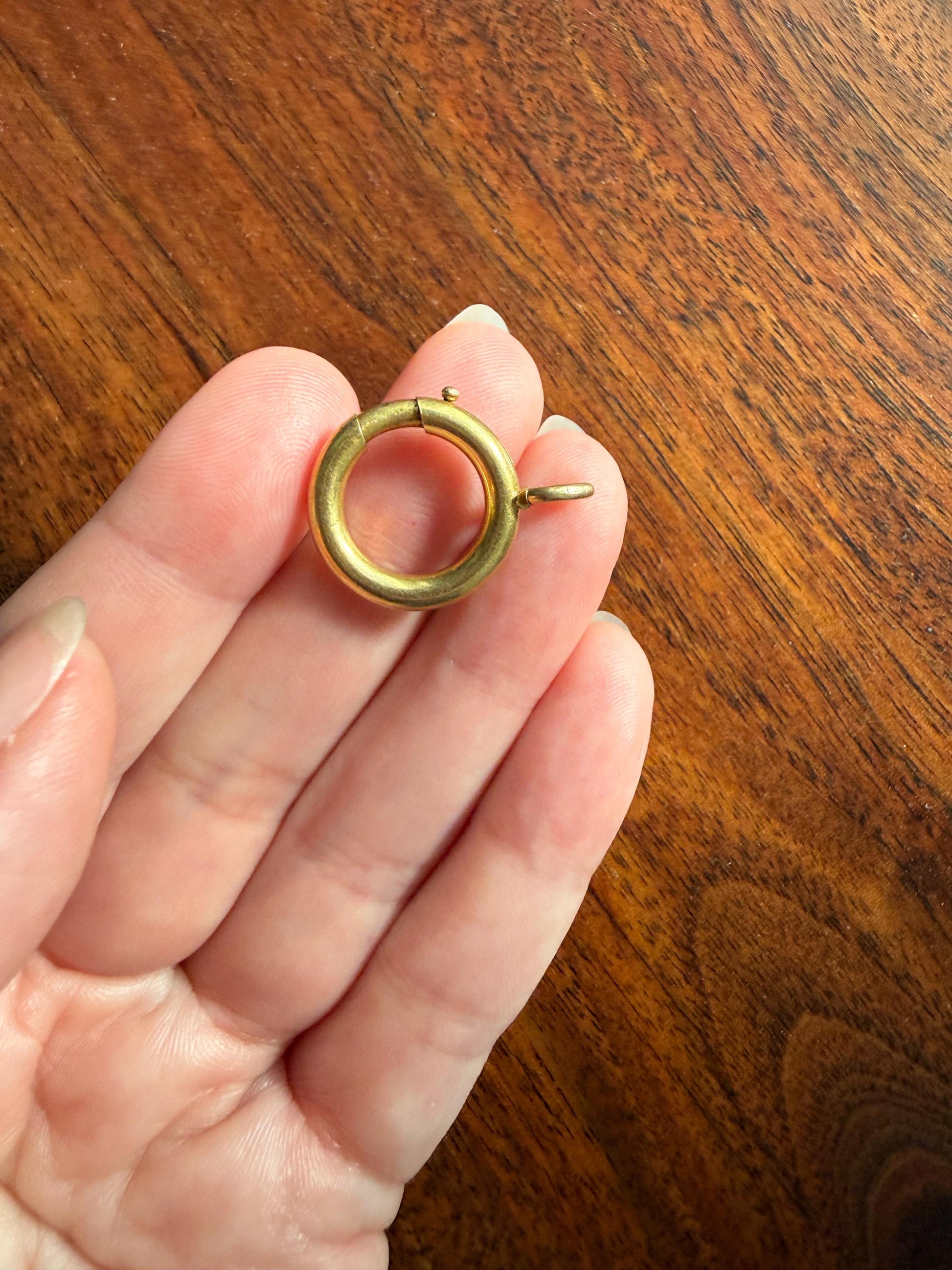 XL Large Spring Ring French ANTIQUE 2.6g 18k Gold Solid 17.5mm Clip Bolt Clasp Pendant Holder Connector Parts Findings #4