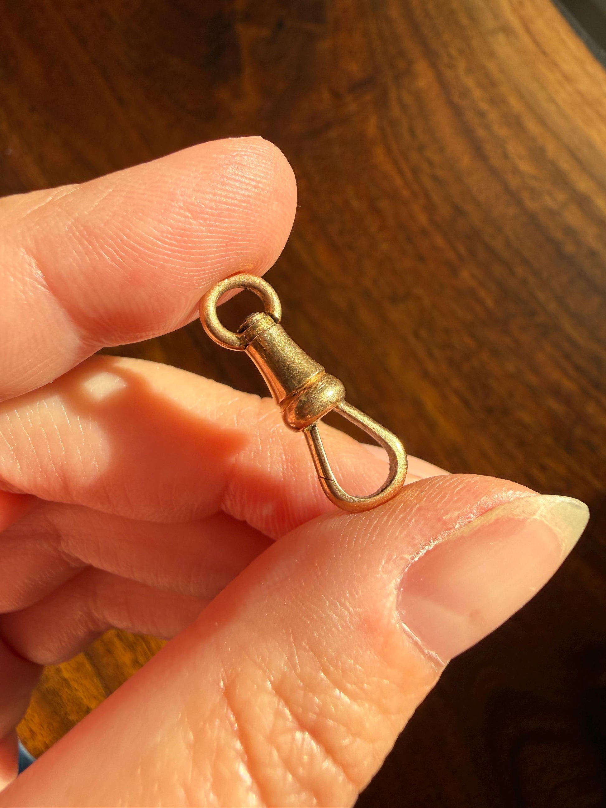 FRENCH ANTIQUE 18k GOLD Solid 2.2g Victorian Dog Clip Clasp Pendant Holder Extender Connector Neckmess Neckstack Sturdy Parts #6